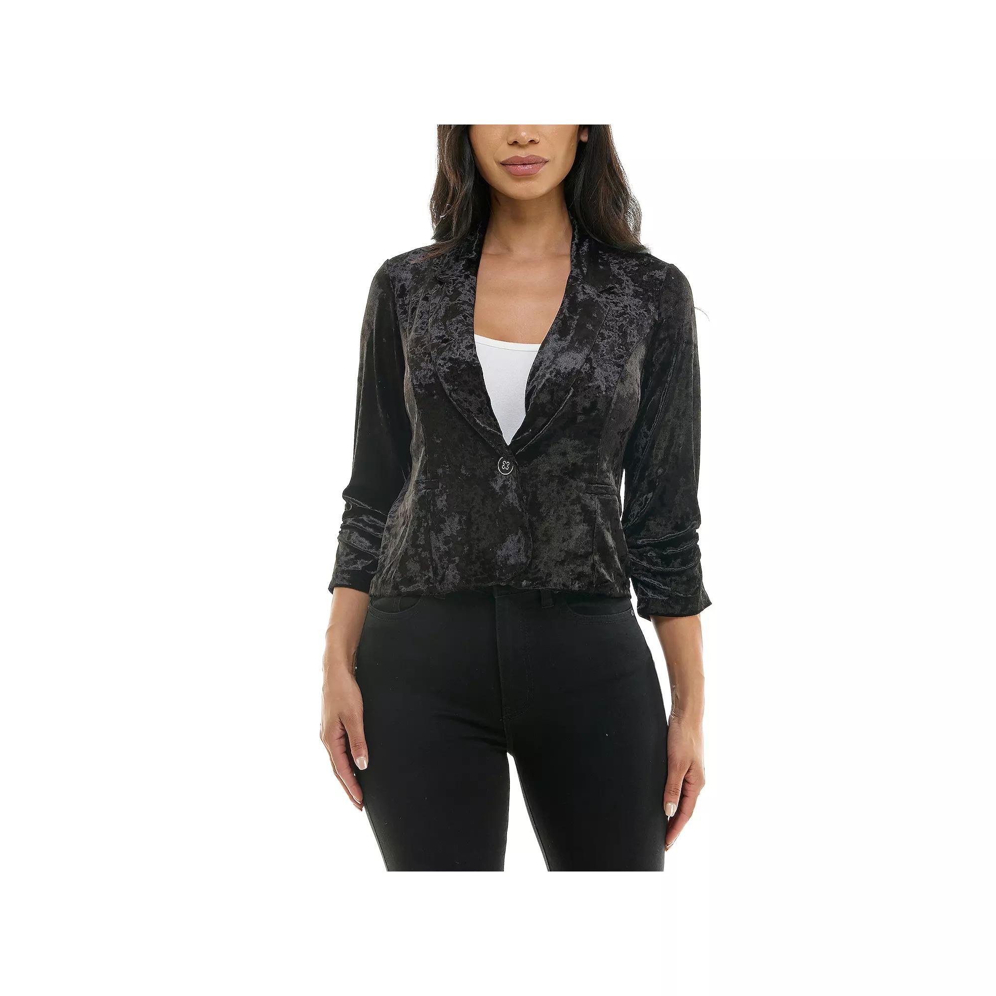 Women's Nina Leonard Velvet Cropped Blazer,  Product Image