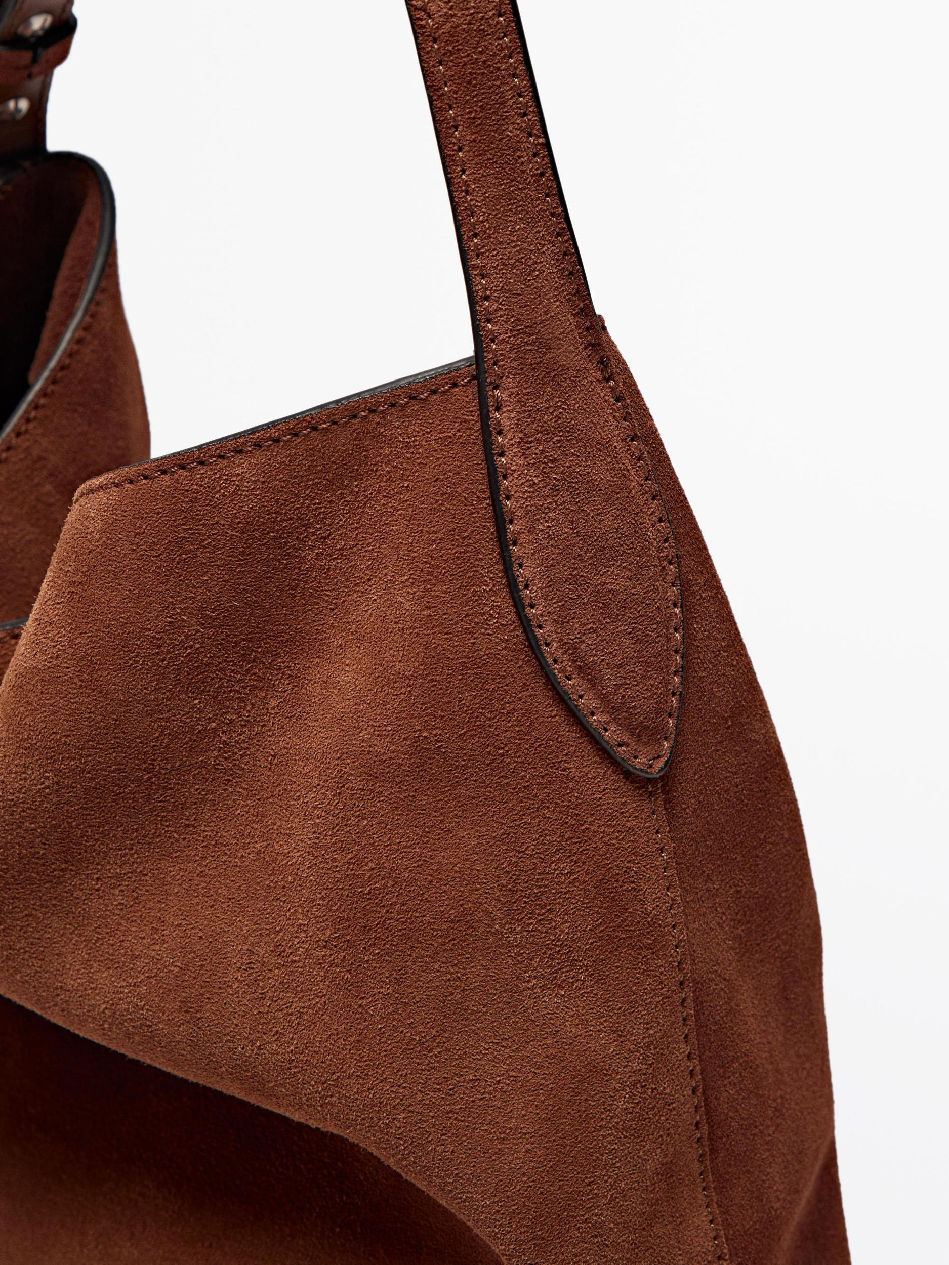 Split suede leather bucket bag Product Image