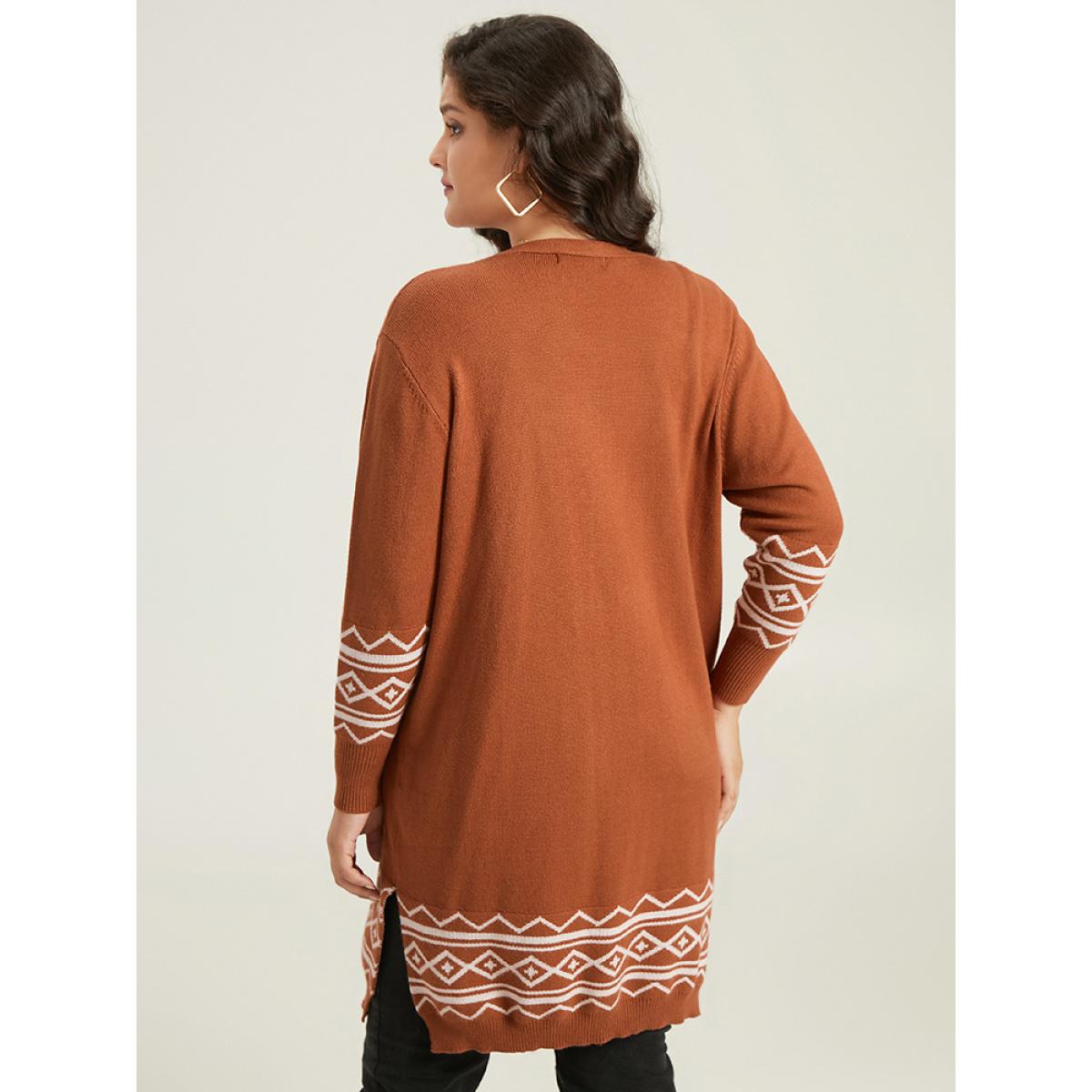 Plus Size Supersoft Essentials Bandana Split Side Cardigan Chocolate Women Casual Loose Long Sleeve Everyday Cardigans BloomChic 10/M Product Image