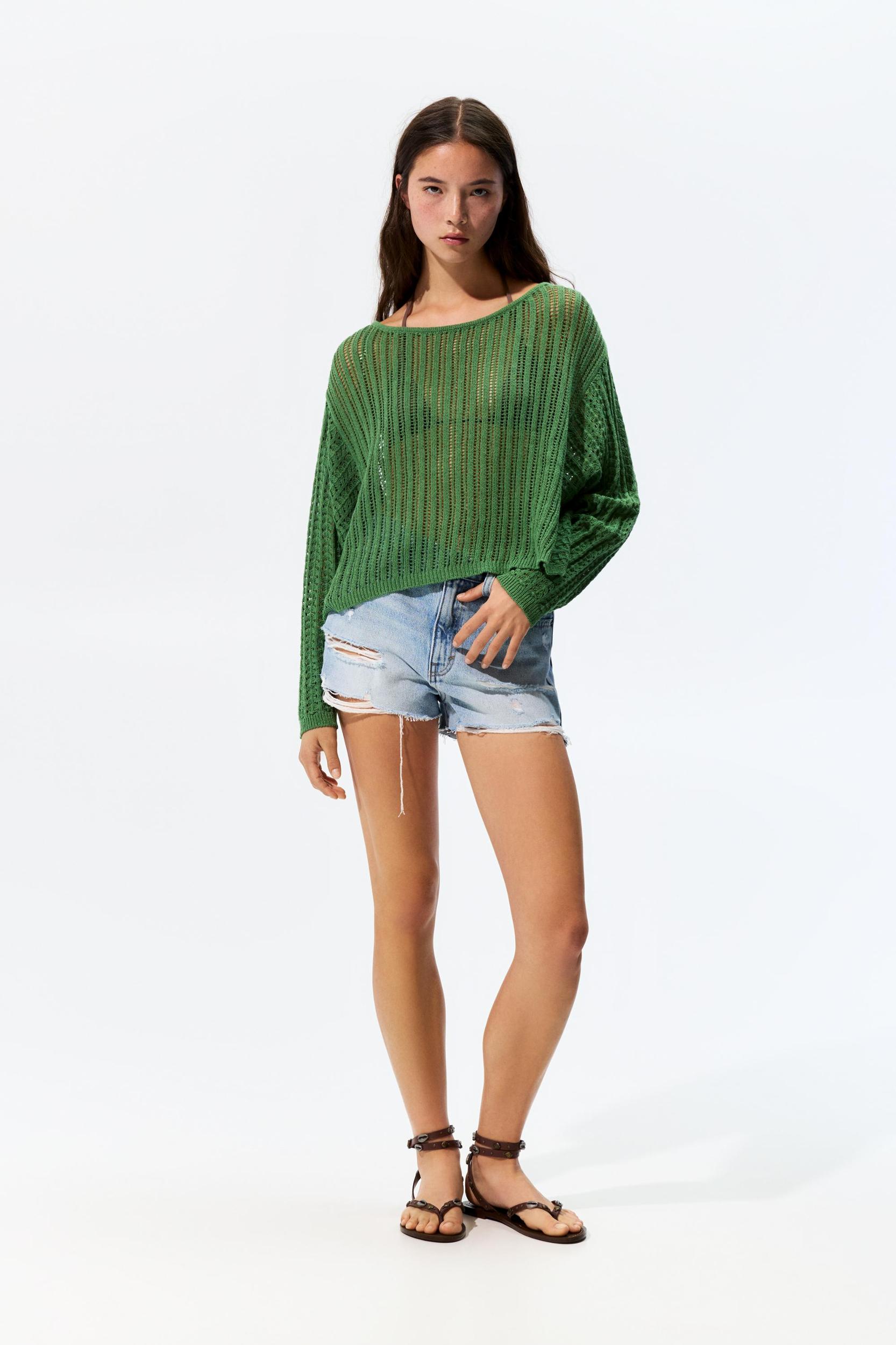 Green crochet sweater Product Image