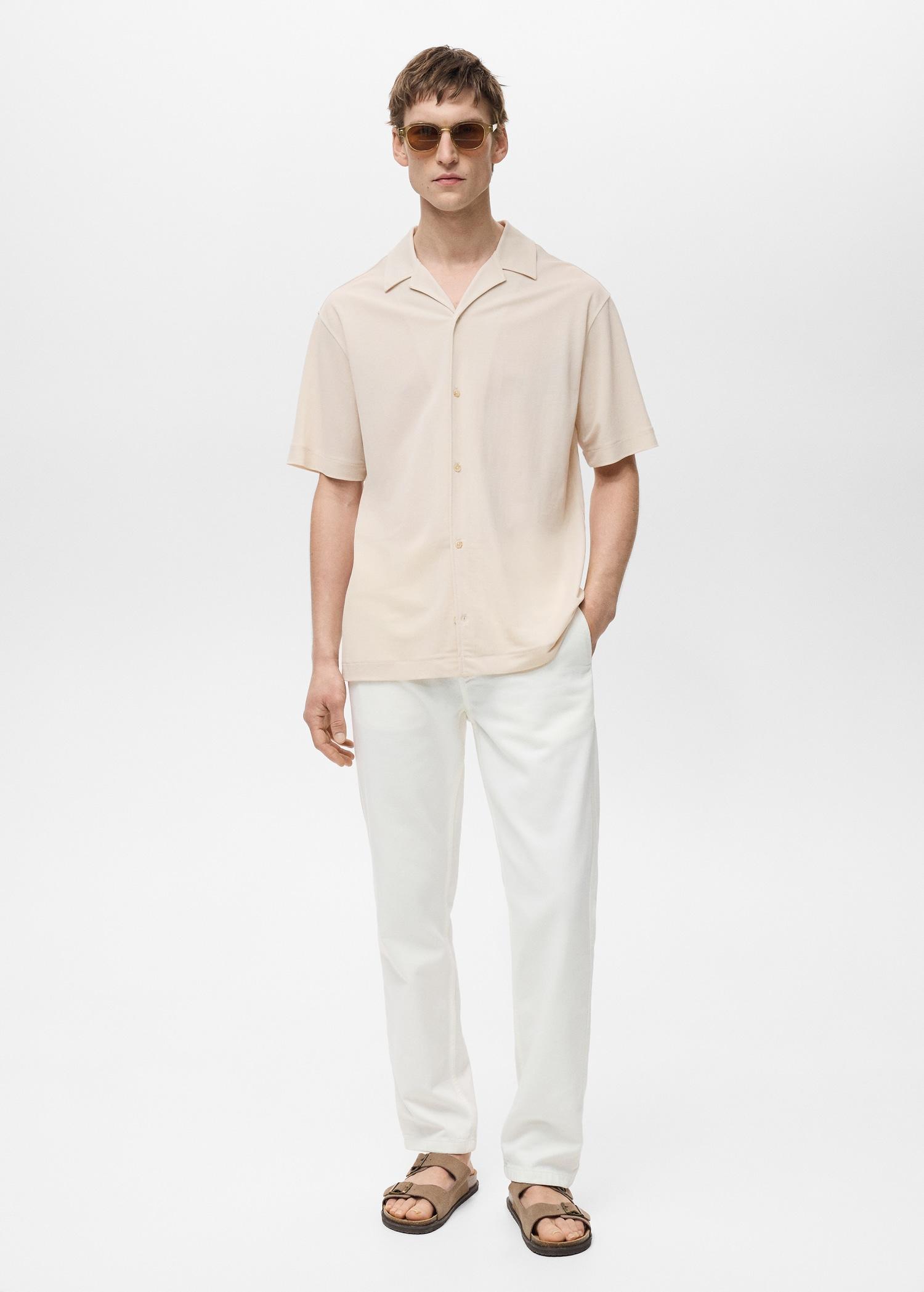 Modal shirt with bowling collar - Men | MANGO USA Product Image
