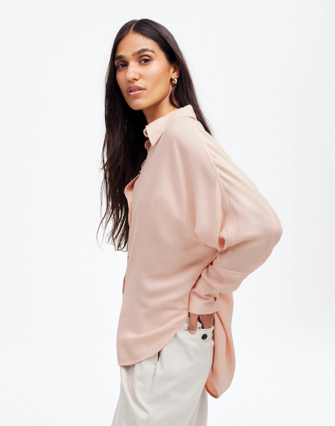 Heathered Flannel Dolman Button-Up Shirt Product Image