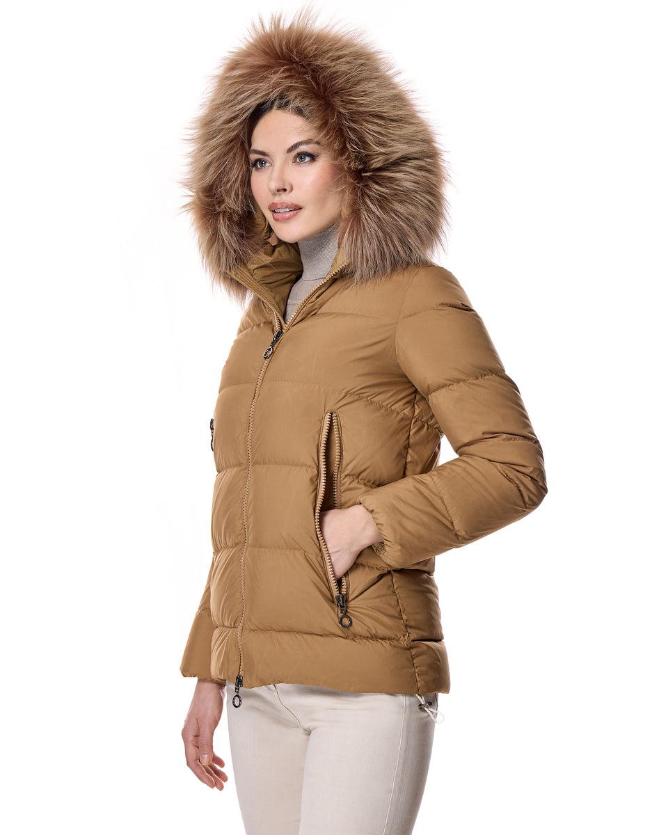 Polyester Jacket with Dyed Finn Raccoon Trimmed Hood Product Image