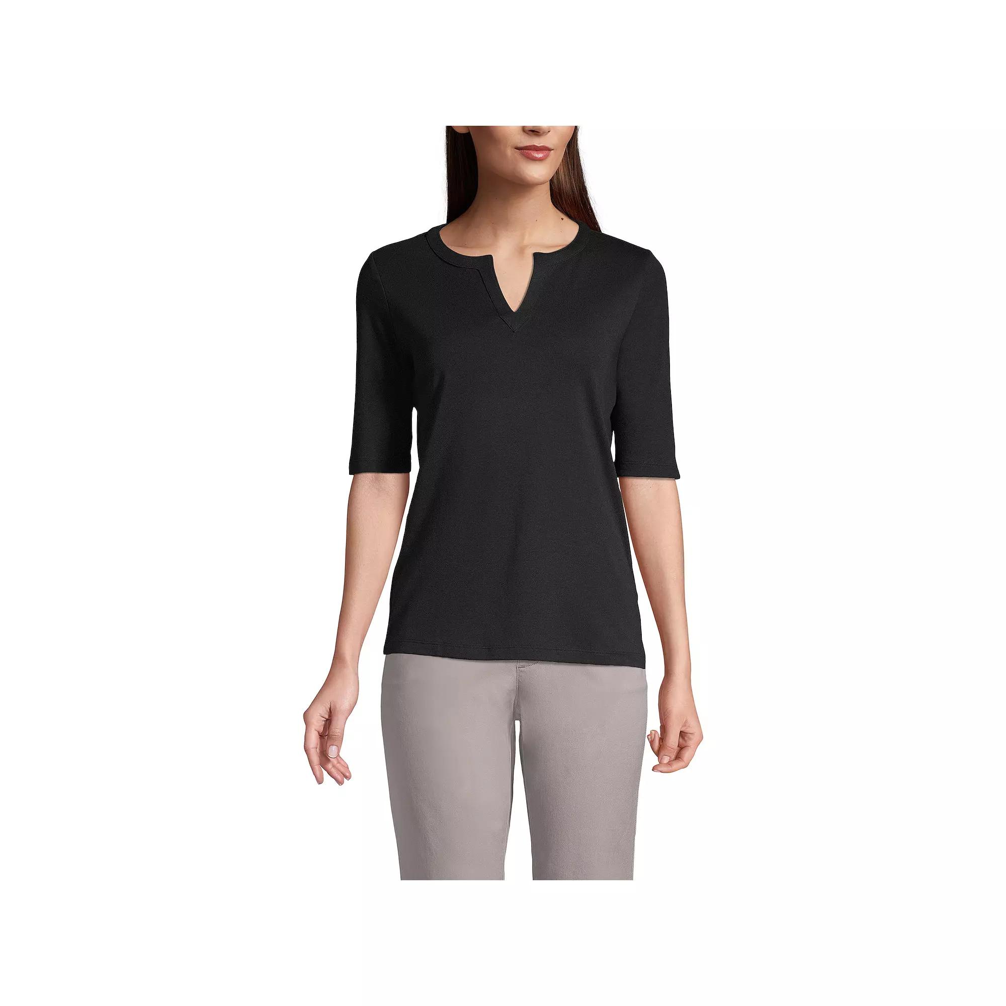 Women's Lands' End Modern Half Sleeve Splitneck Top,  Product Image