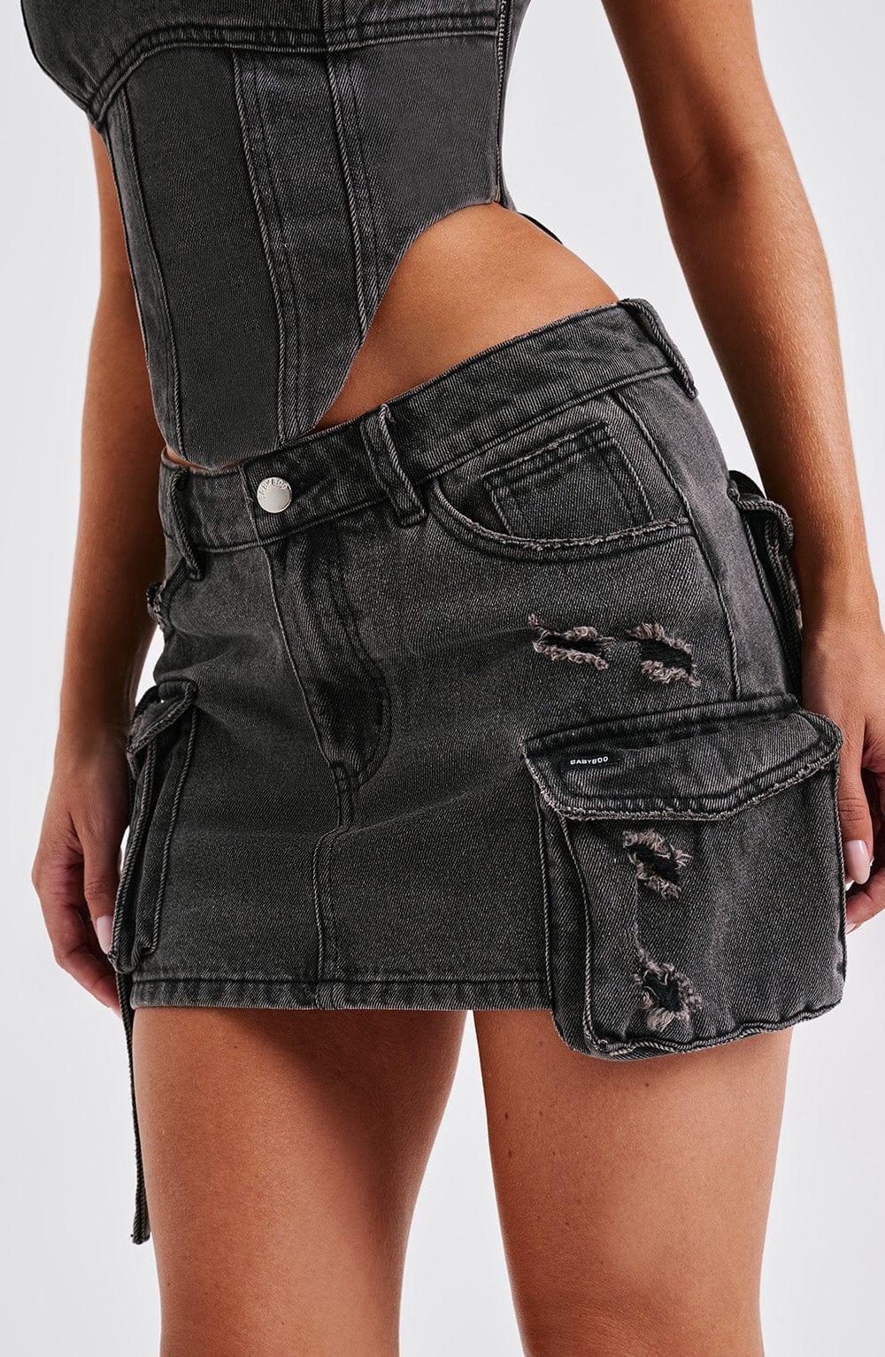 Billie Mini Skirt - Black Wash Product Image