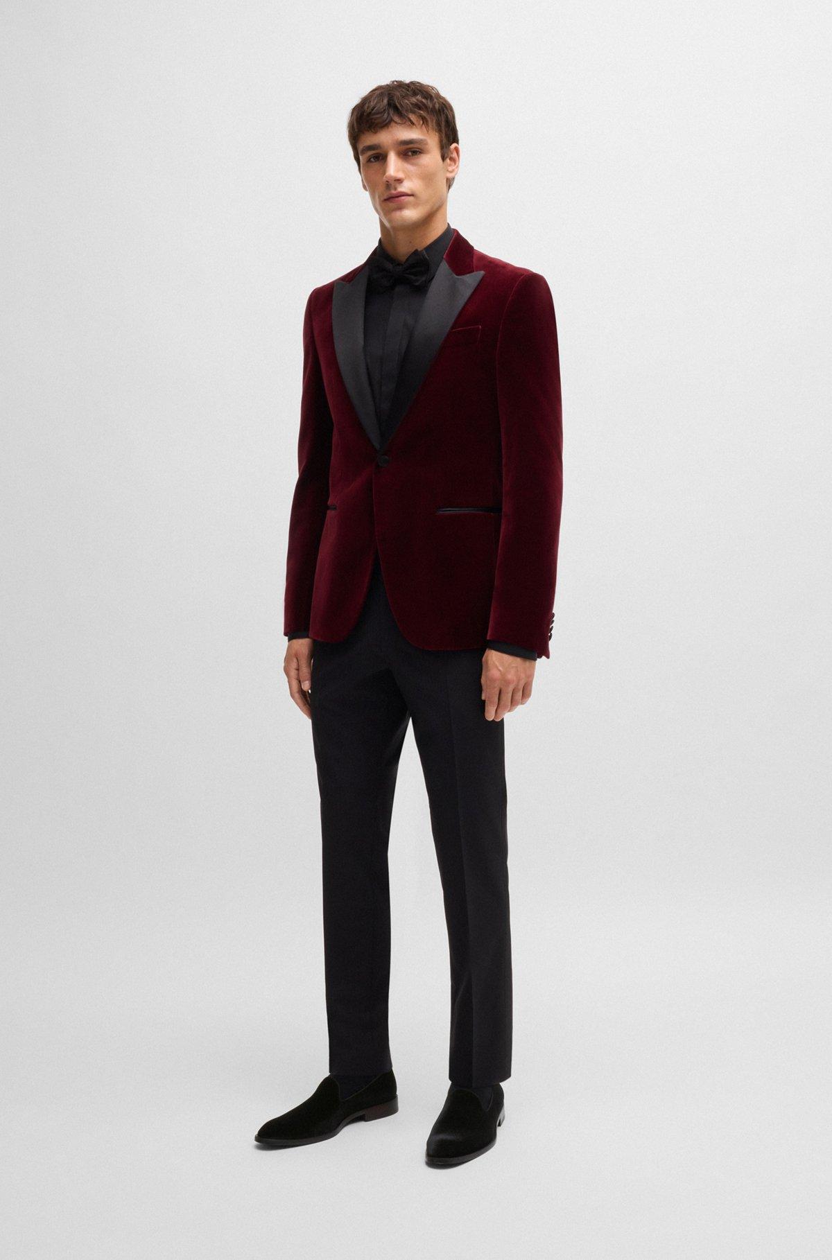 BOSS - Velvet slip-on loafers with leather trims - Black Product Image