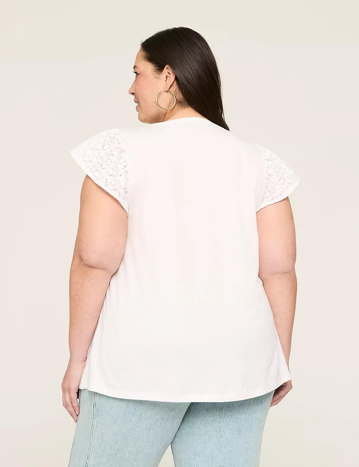 Swing Eyelet Notch-Neck Top Product Image
