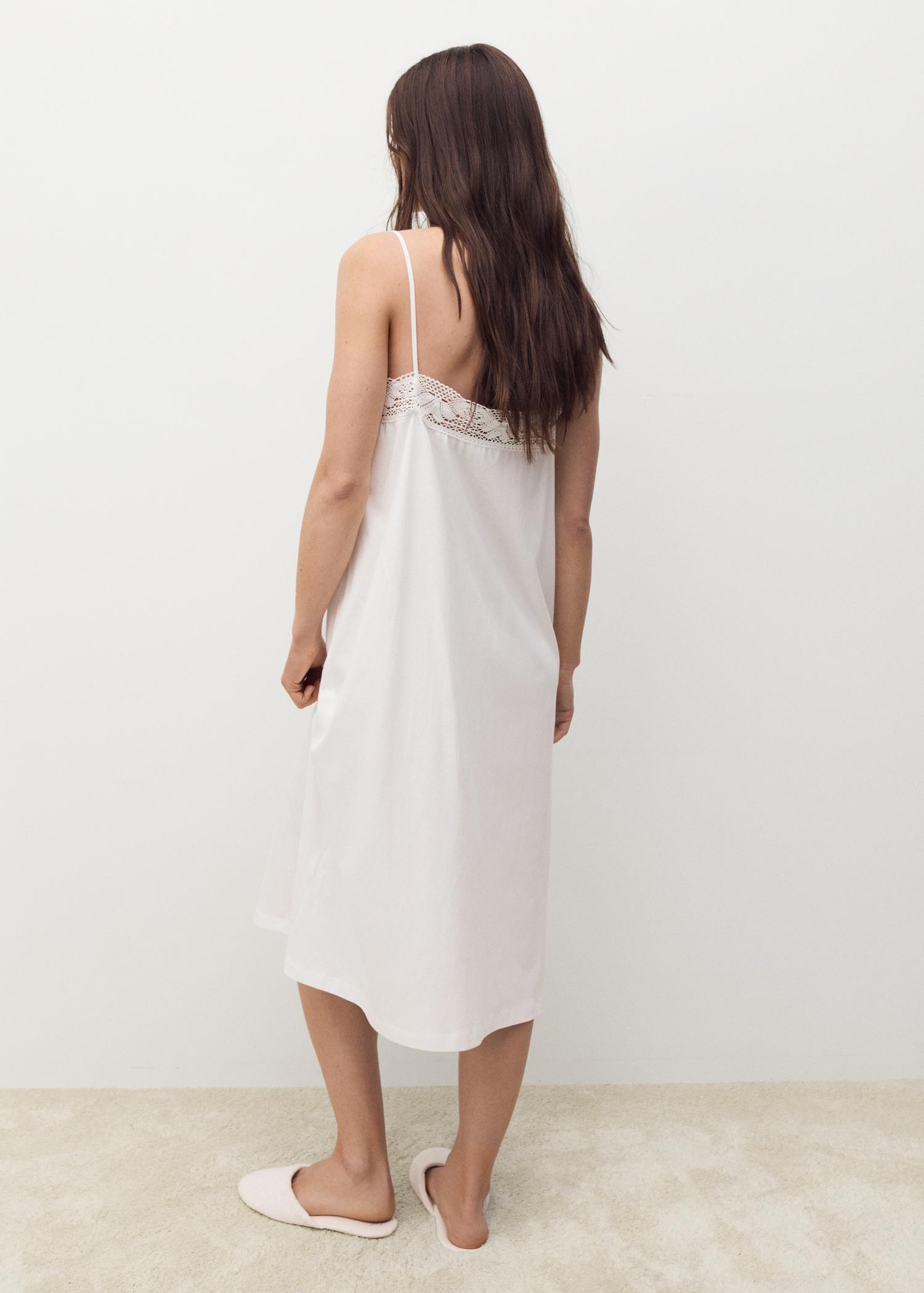 Cotton lace nightgown - Women | MANGO USA Product Image