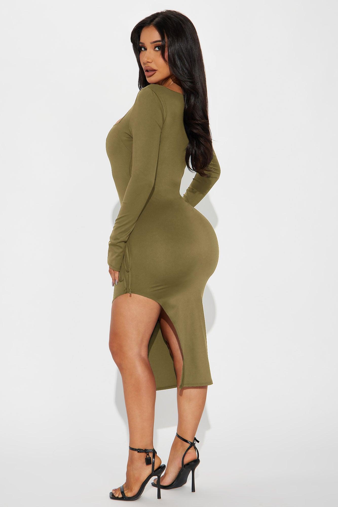 Sophisticated Touch Sculpt Midi Dress - Hunter Product Image