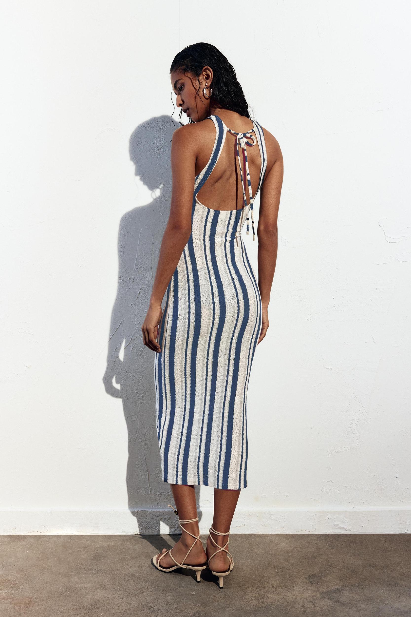 Striped rustic midi dress Product Image