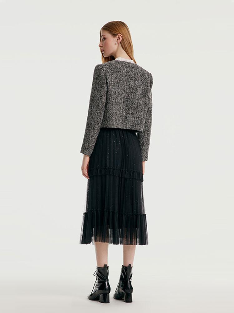 Classic Tweed Cropped Women Jacket Product Image