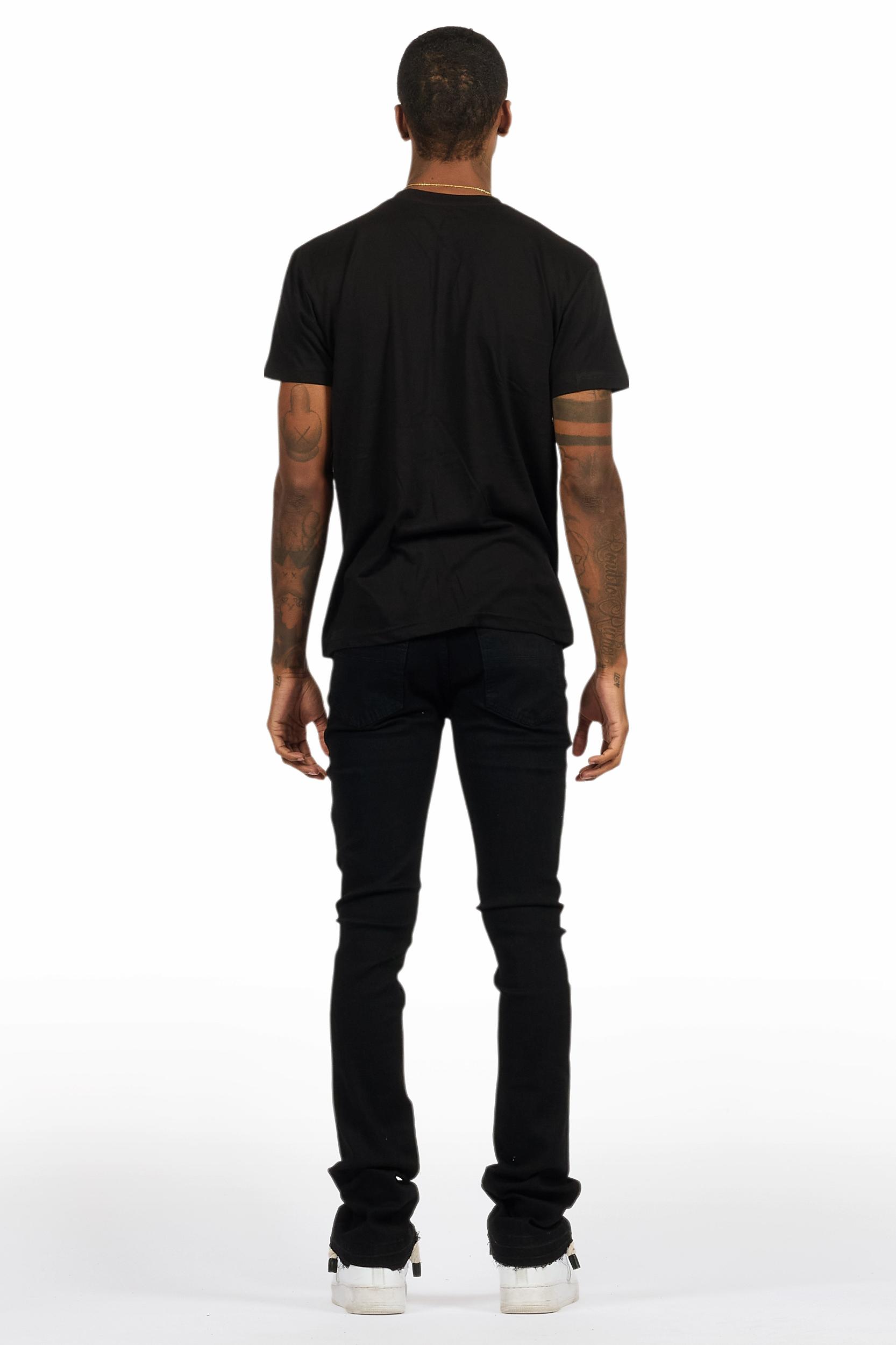 Lake Black/White T-Shirt/Dag Stacked Flare Jean Set Male Product Image