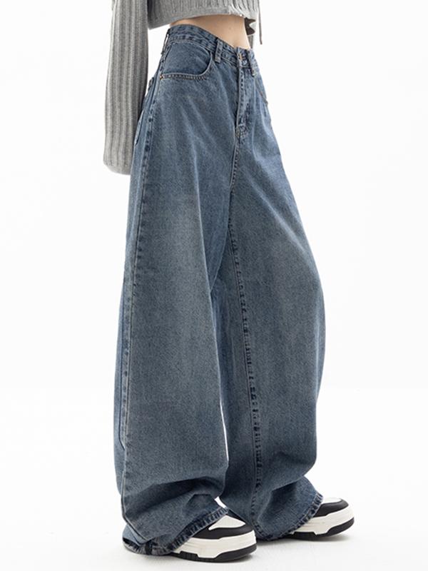 Dark Wash Vintage Baggy Boyfriend Jeans Product Image