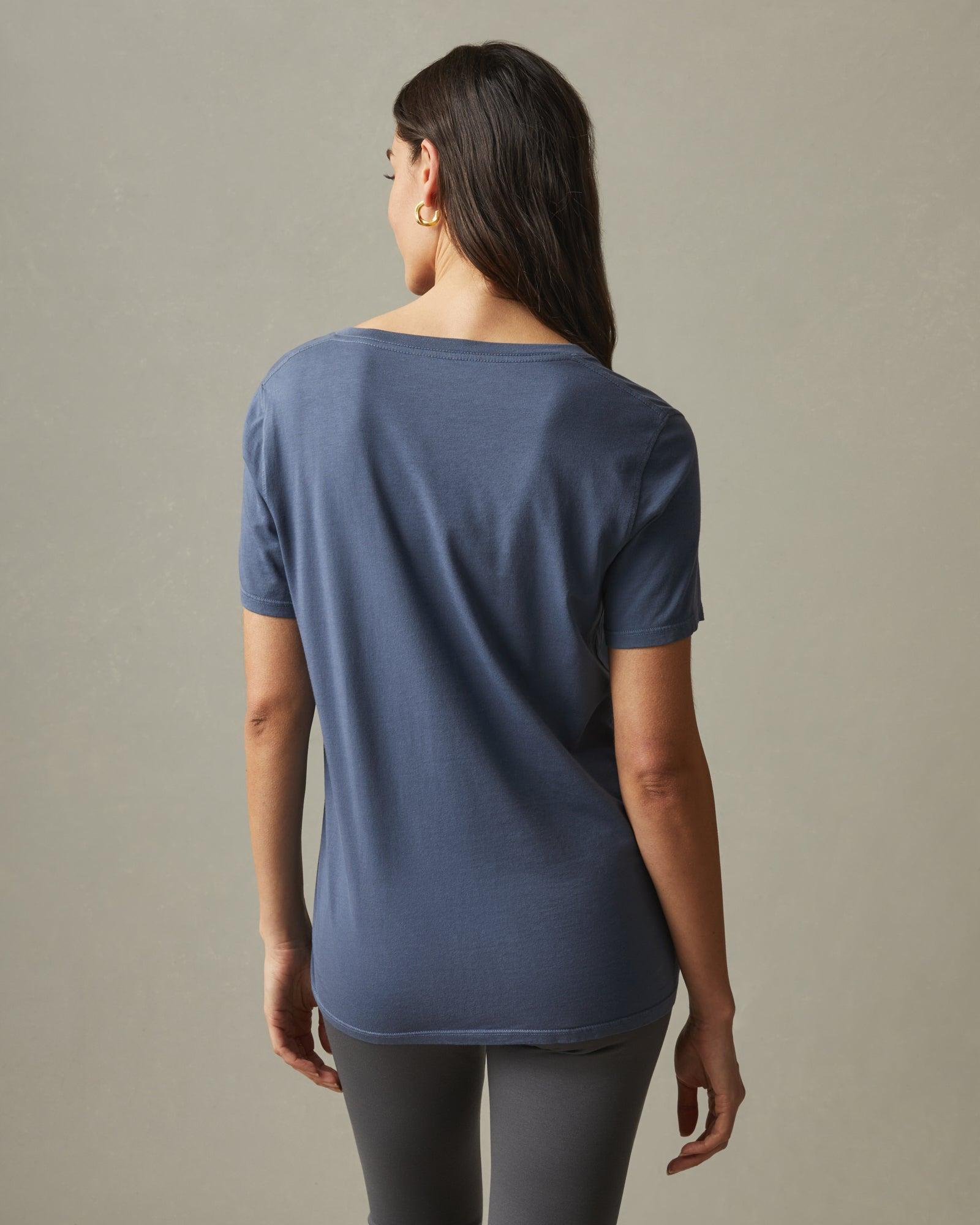 Women's Classic Cotton V-Neck Tee - Washed Navy Female Product Image