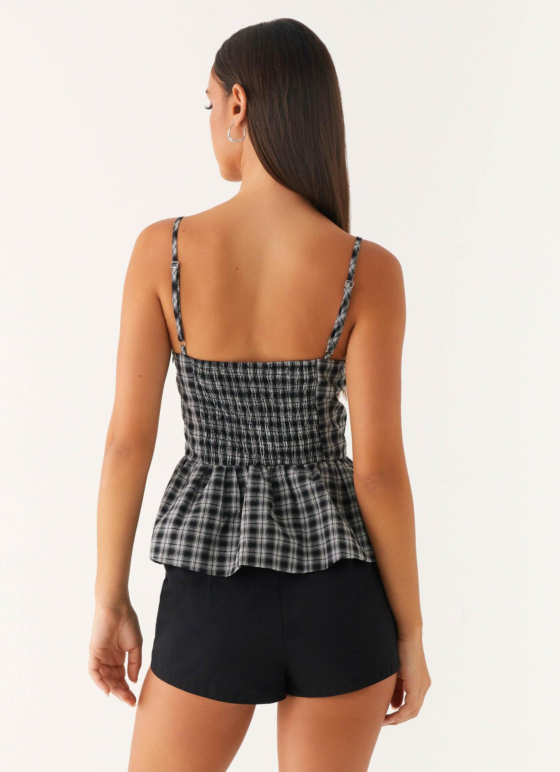 Laura Top - White Black Check Product Image