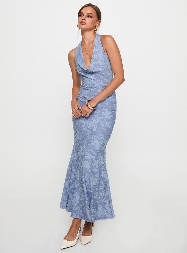 Aymie Halter Maxi Dress Blue Product Image