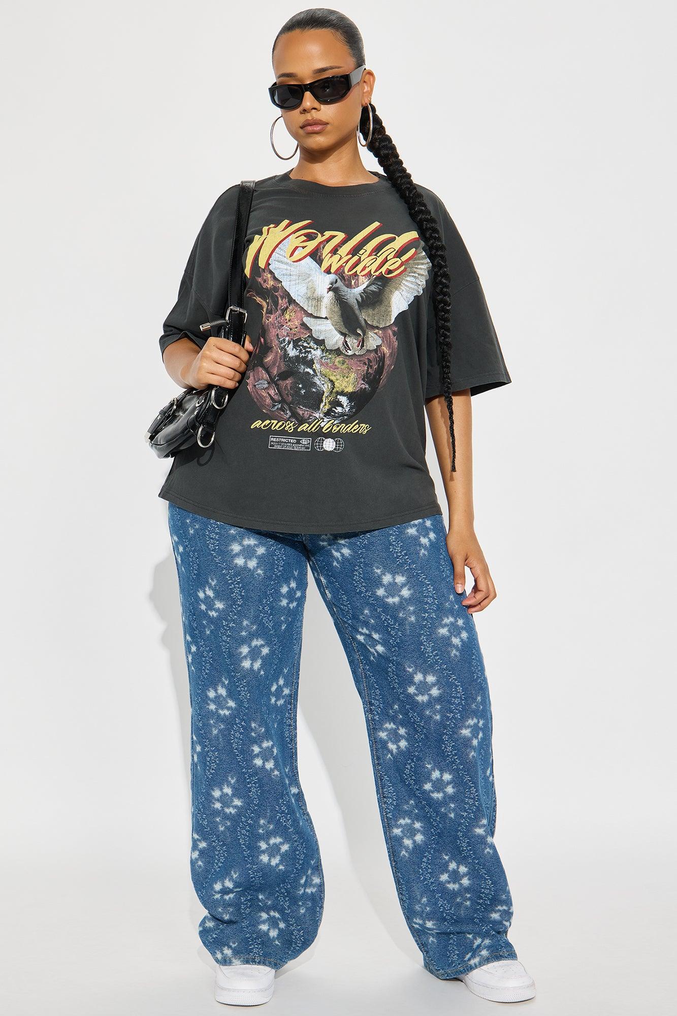 World Wide Washed Tee - Black Wash Female Product Image