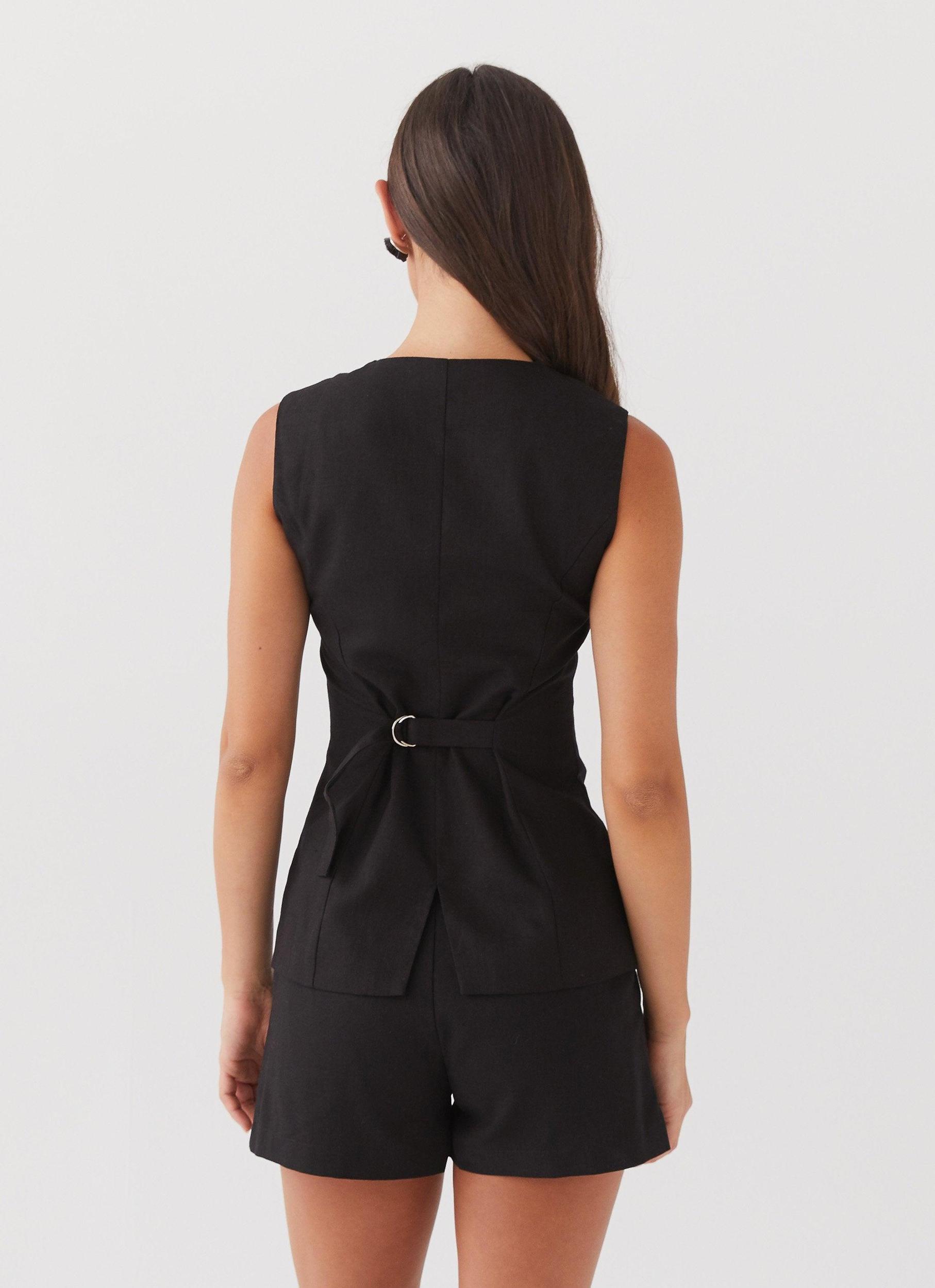 Born For Bordeaux Linen Shorts - Black Product Image