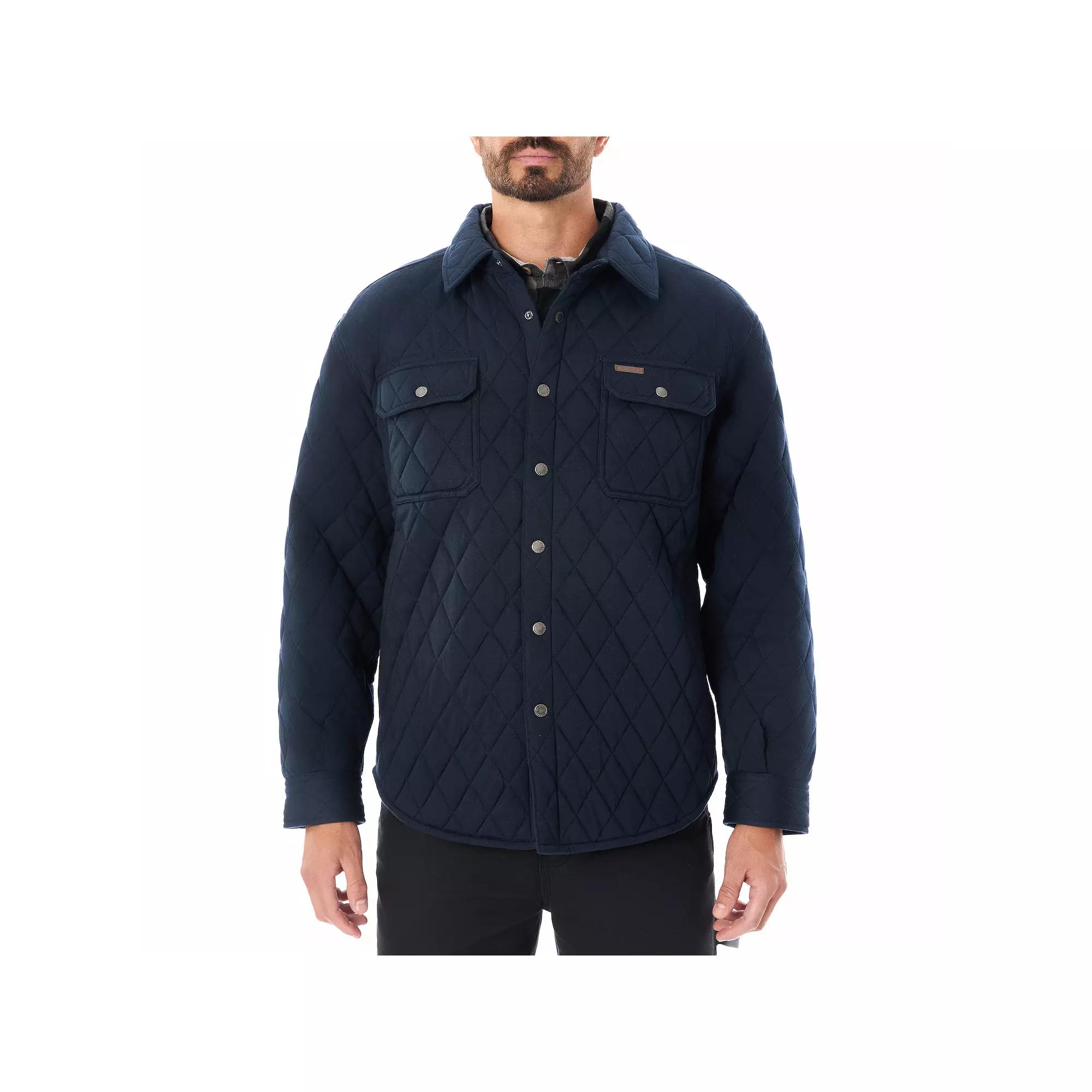 Men's Smith's Workwear Snap Closure Diamond Quilted Shirt Jacket, Size: Medium, Blue Product Image