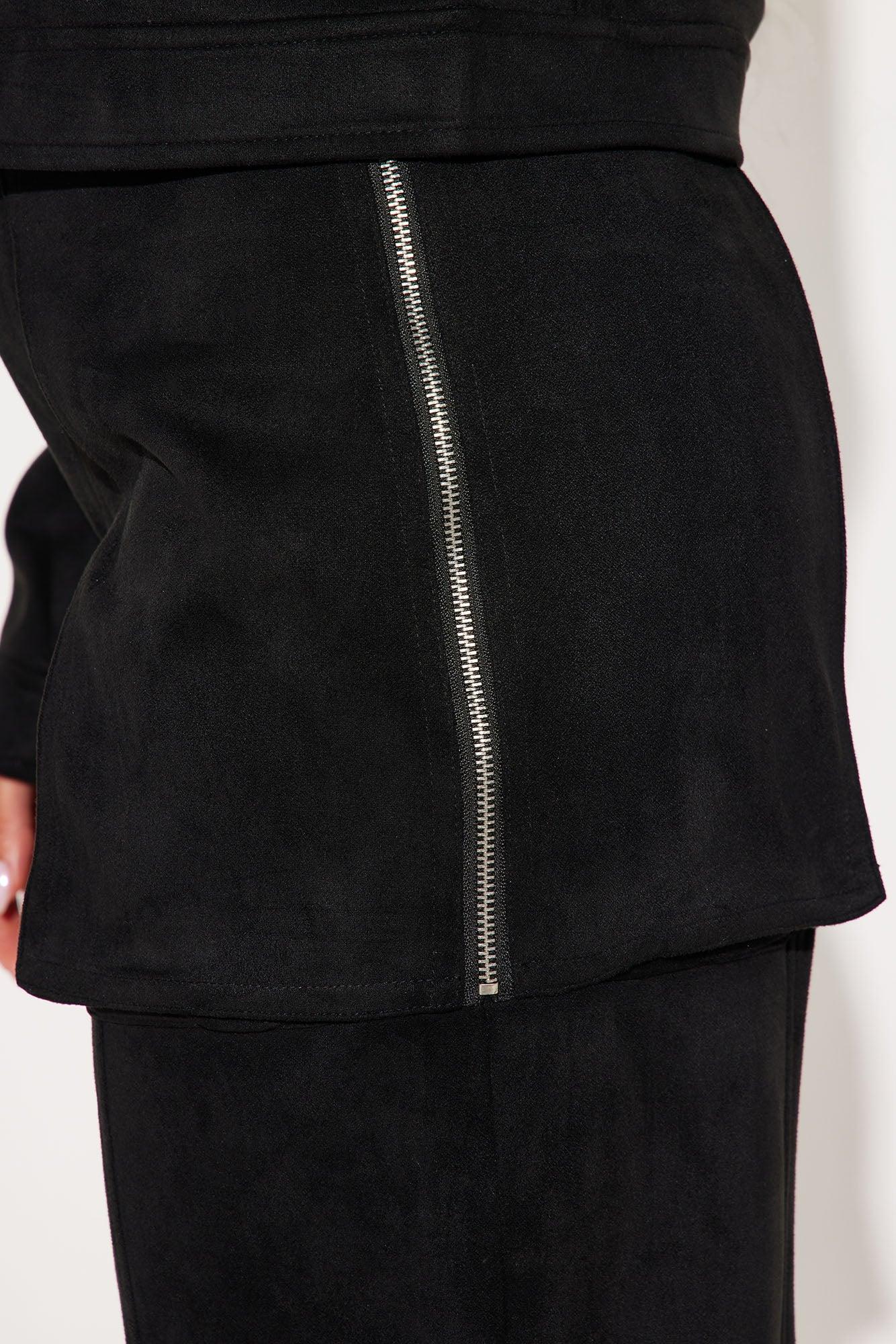 Farah Faux Suede Pant Set - Black Product Image