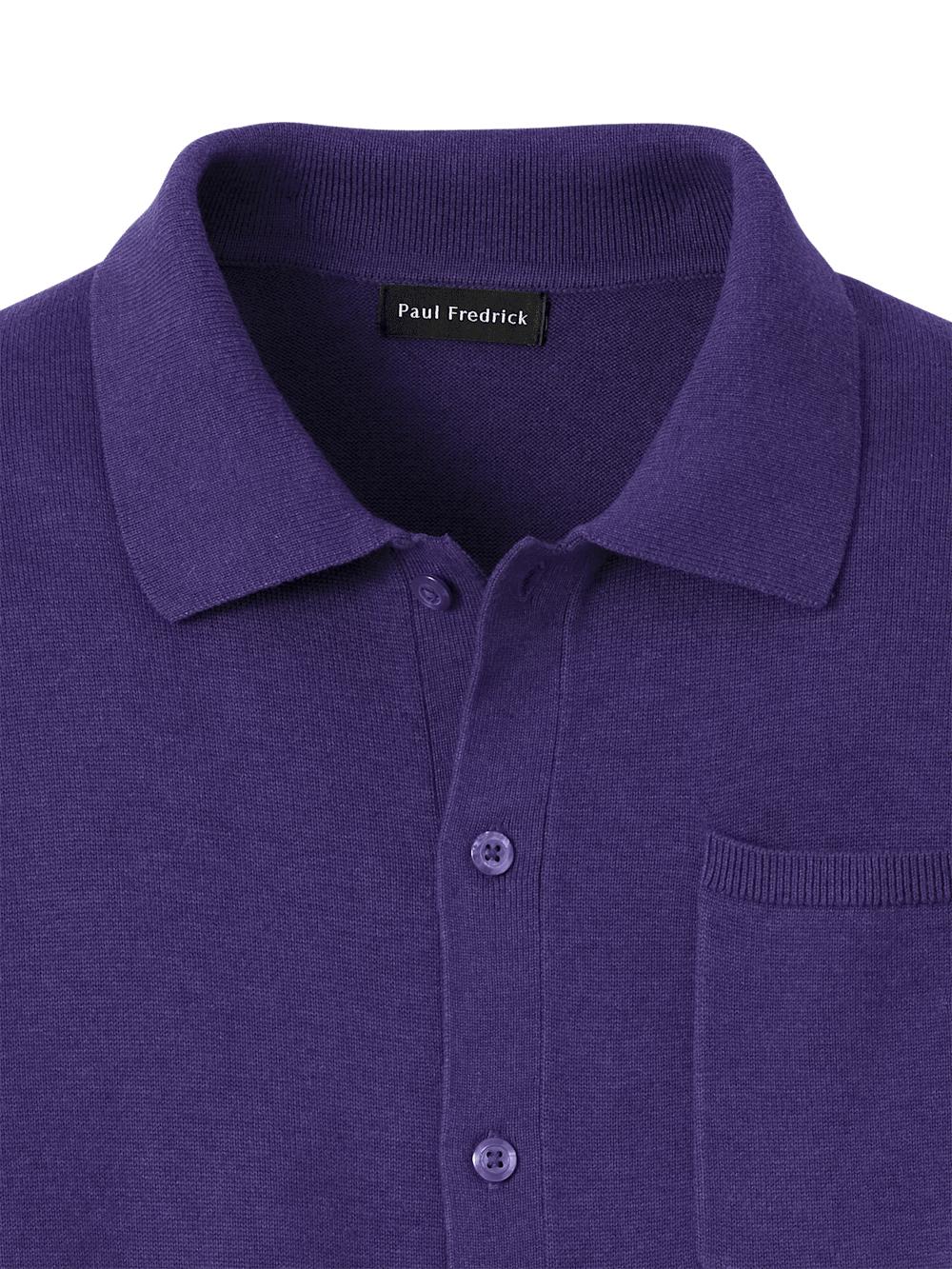 Supima Cotton Button Front Polo - Plum Product Image