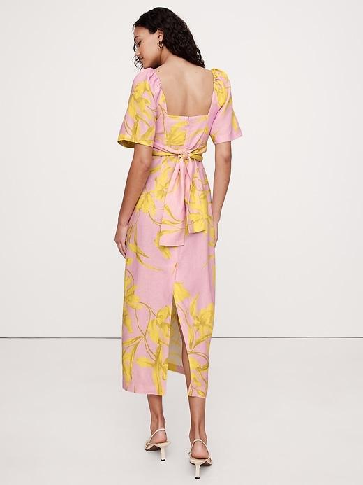 Linen Sweetheart Long Midi Dress Product Image