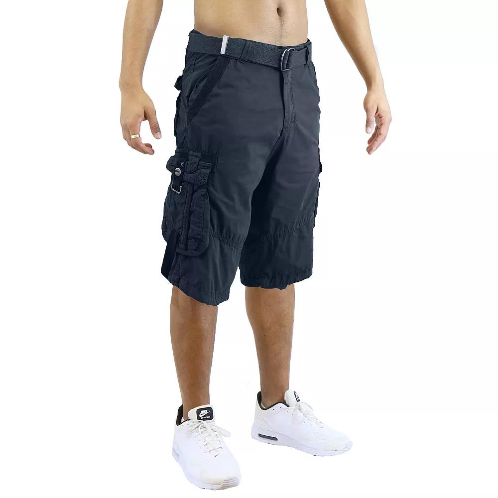 Men's Blu Rock 13.5" Distressed Cargo Shorts With Belt,  Product Image