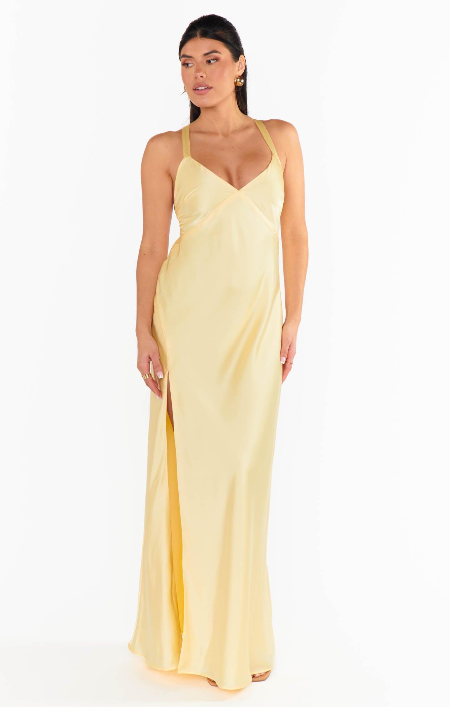 Anderson Maxi Dress ~ Pale Yellow Luxe Satin Product Image