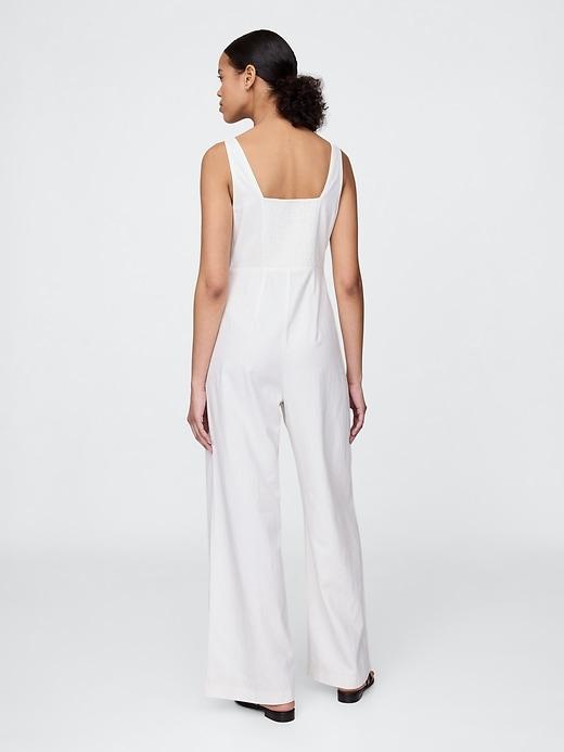 Linen-Blend Seamed Jumpsuit Product Image