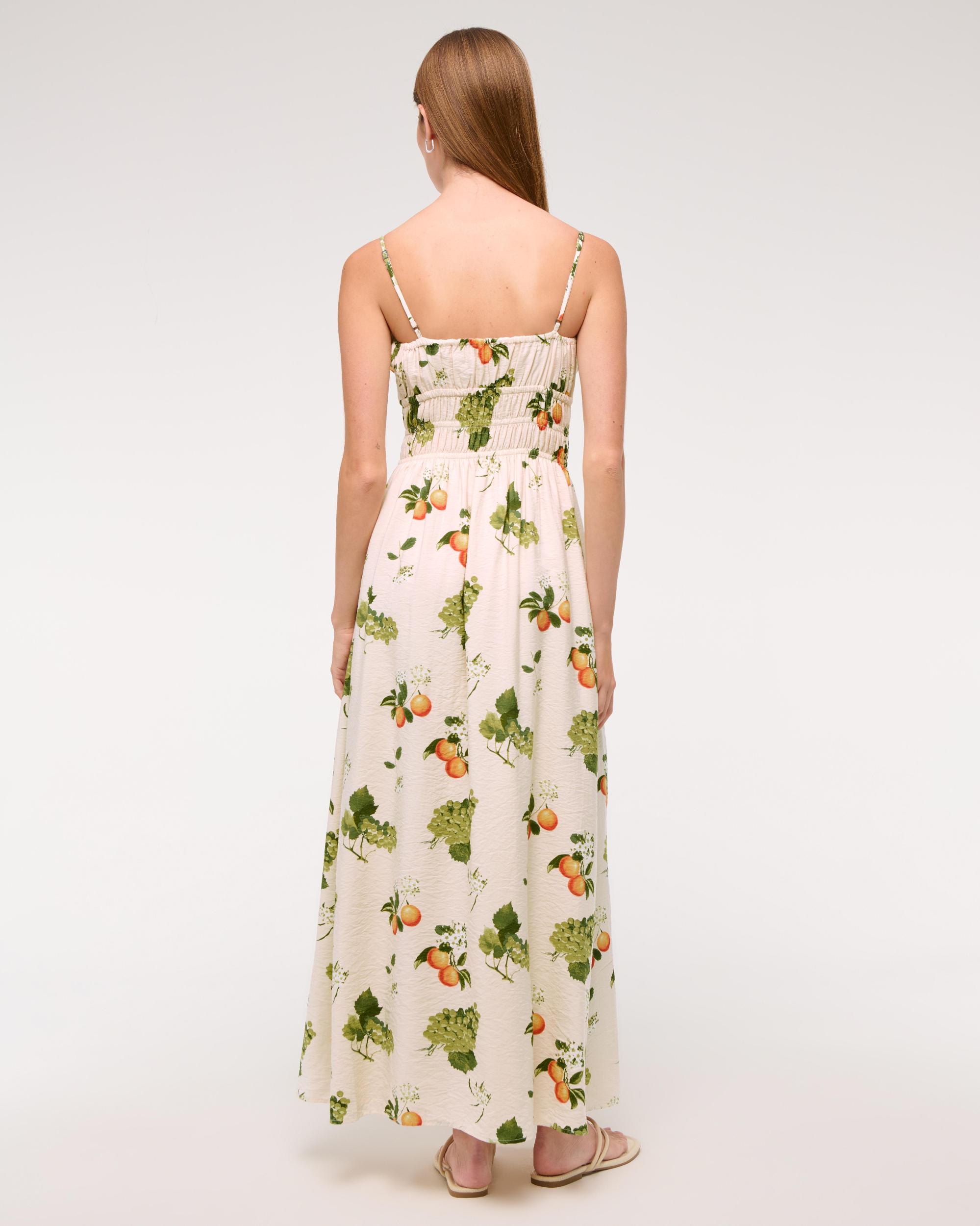 Smocked Tie-Front Maxi Dress Product Image