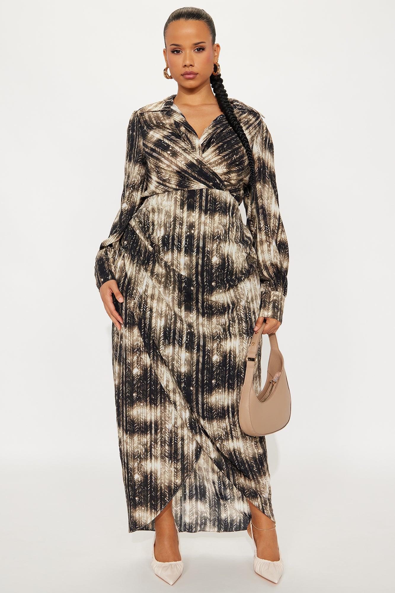 Heather Maxi Shirt Dress - Black/combo Female Product Image