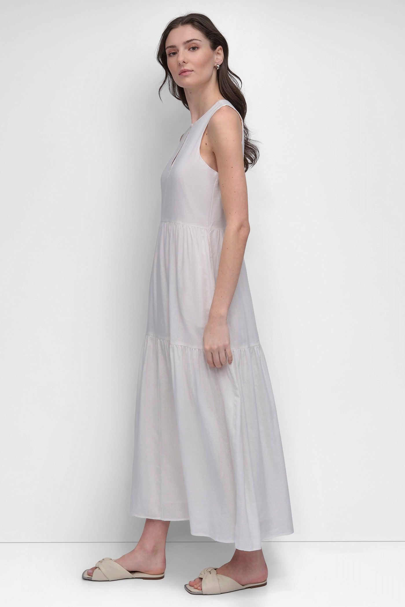 LINEN SLEEVELESS TIERED MAXI Product Image
