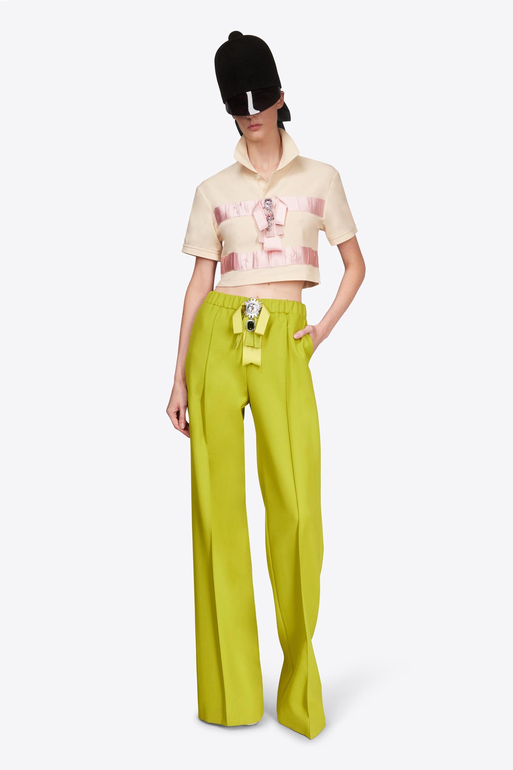 Crystal Embellished Bow Cropped Polo Product Image