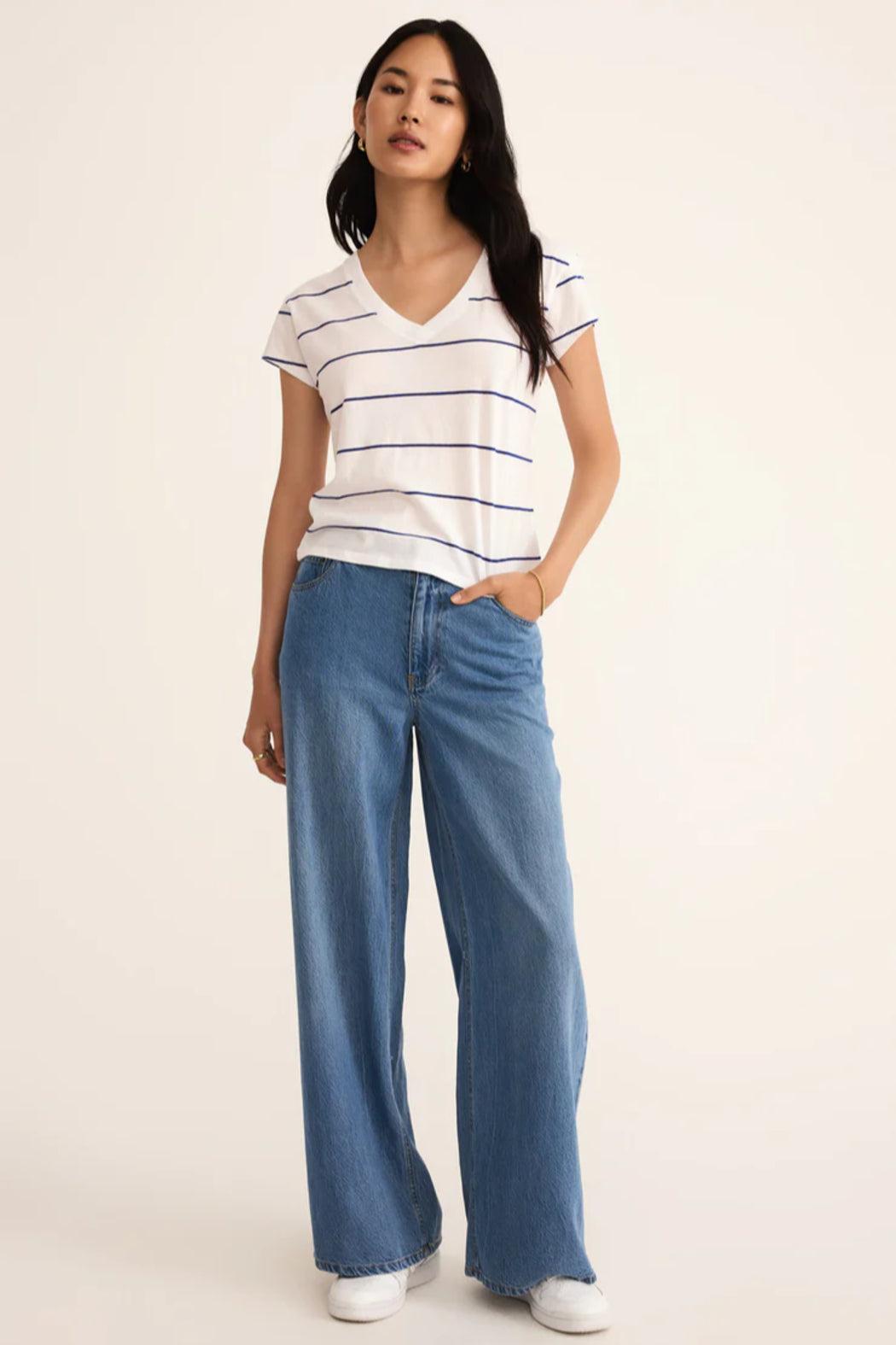 Striped Modern V-Neck Tee Product Image