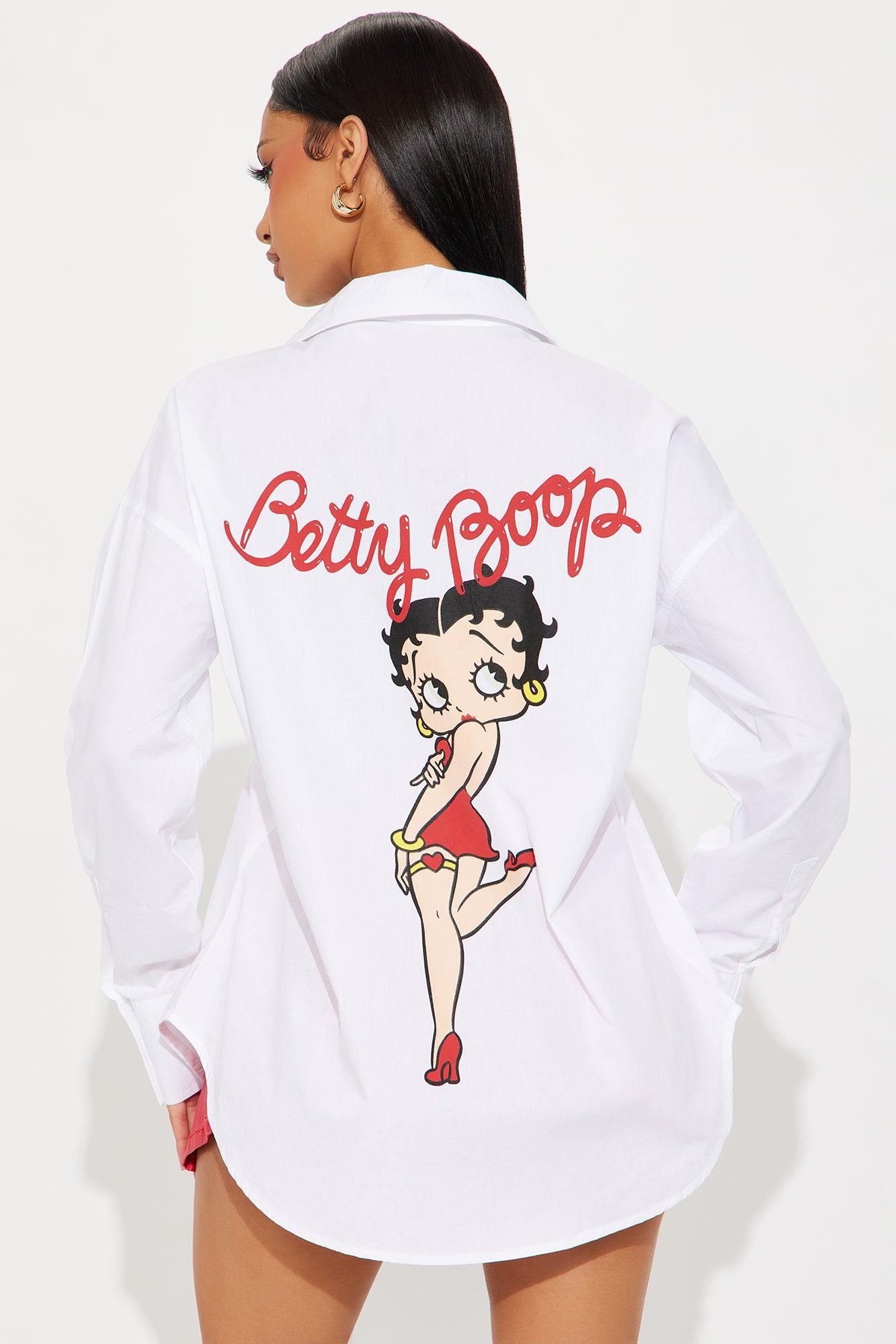 Betty Boop Poplin Top - White Product Image