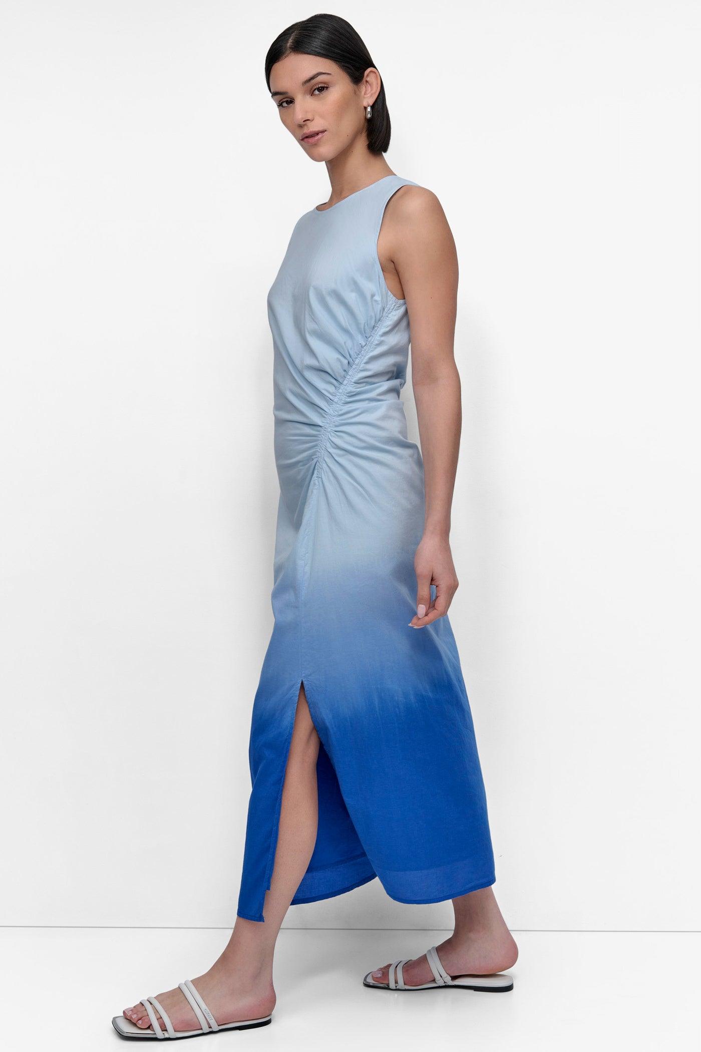 SLEEVELESS PRINTED DIP DYE SIDE RUCHE Product Image