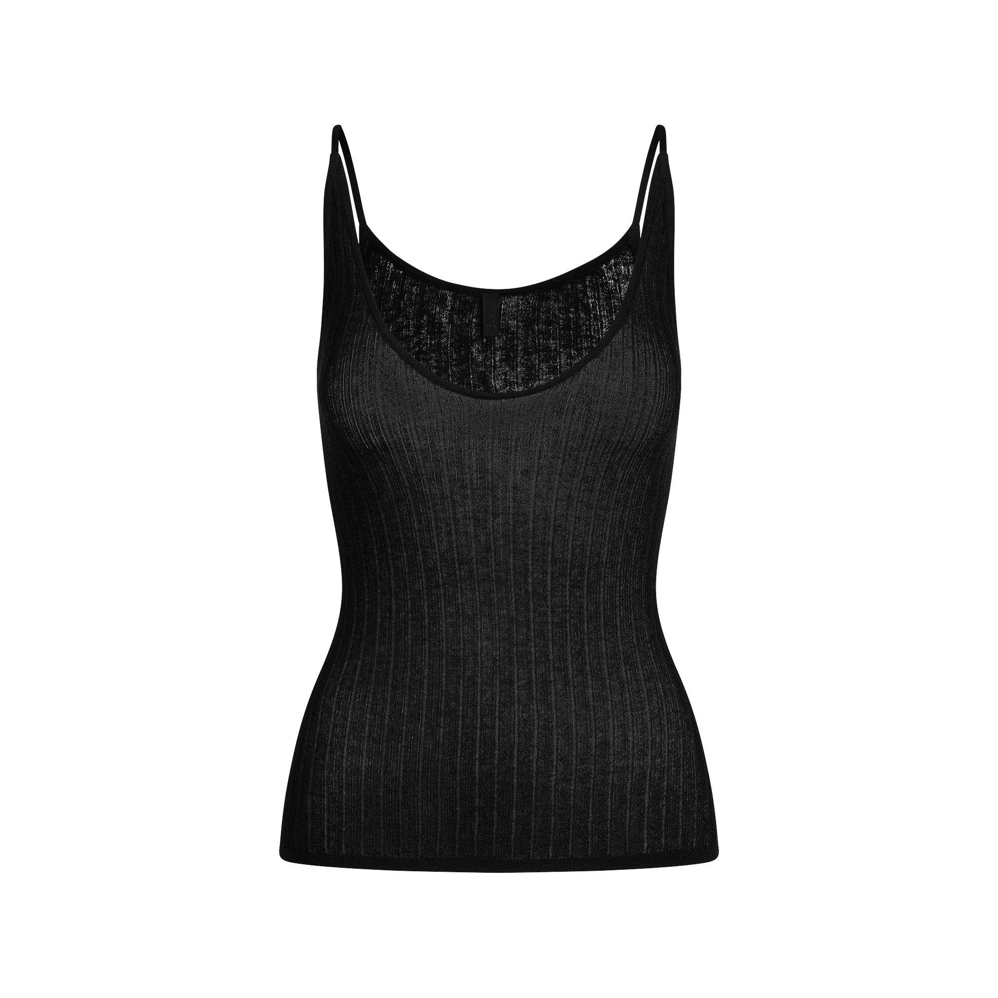 SHEER KNIT PLUNGE TANK | ONYX Product Image