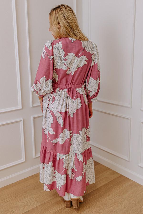 Bistro Bound Floral Midi Dress in Blush Product Image