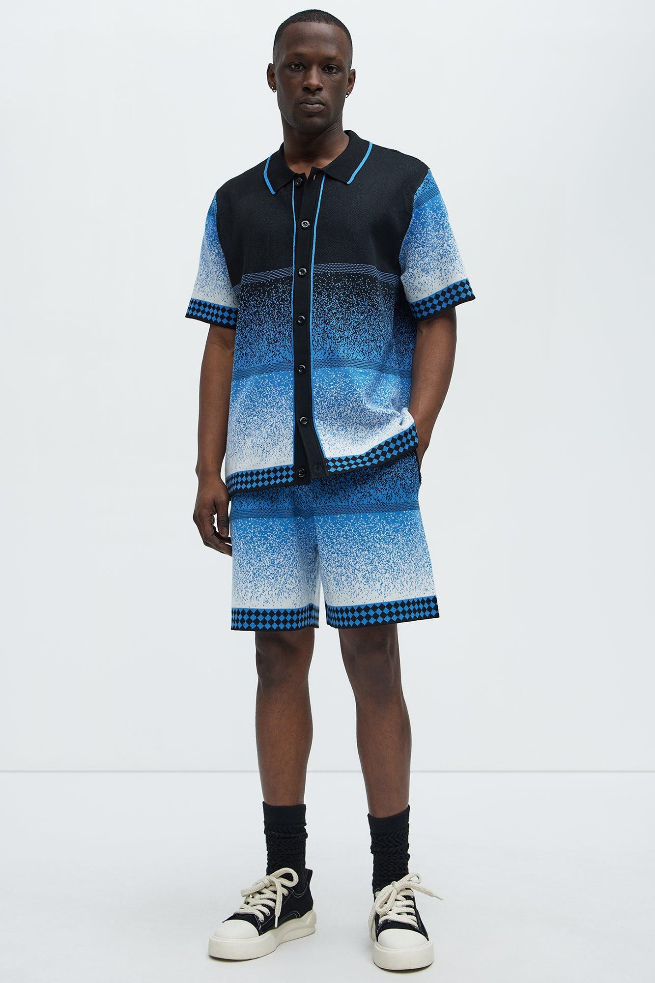 Day To Night Gradient Relaxed Knitted Shorts - Multi Color Product Image