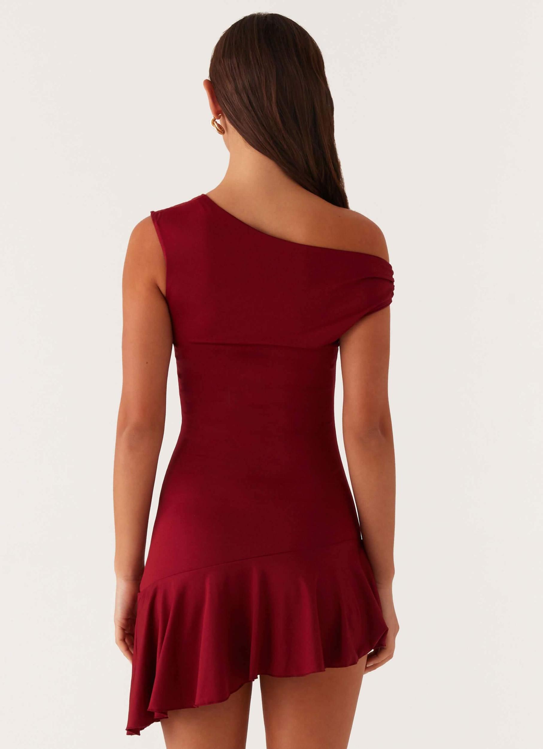 Amaya Twist Mini Dress - Maroon Product Image