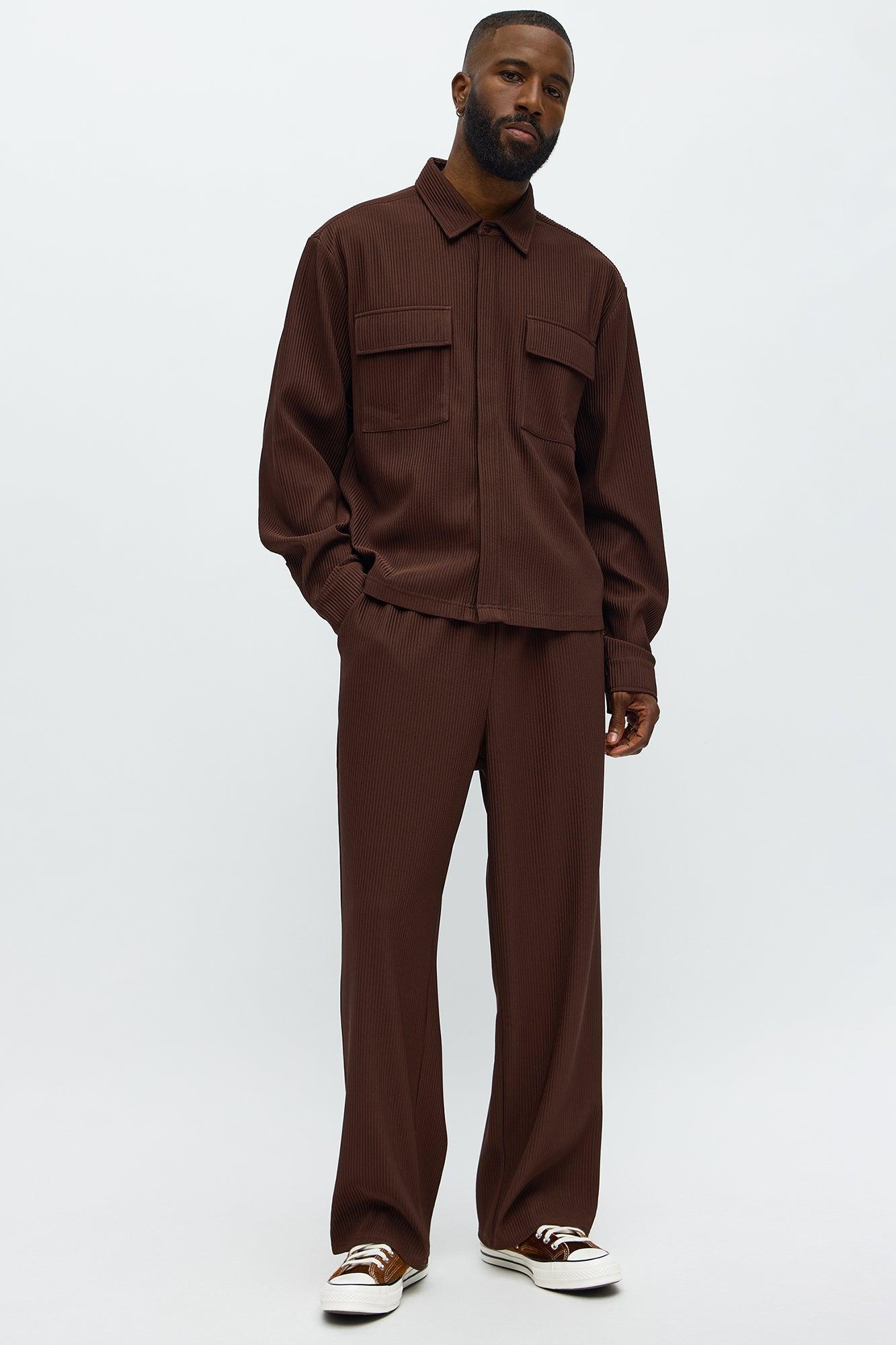 Show Up Baggy Elastic Waist Pant - Brown Male Product Image