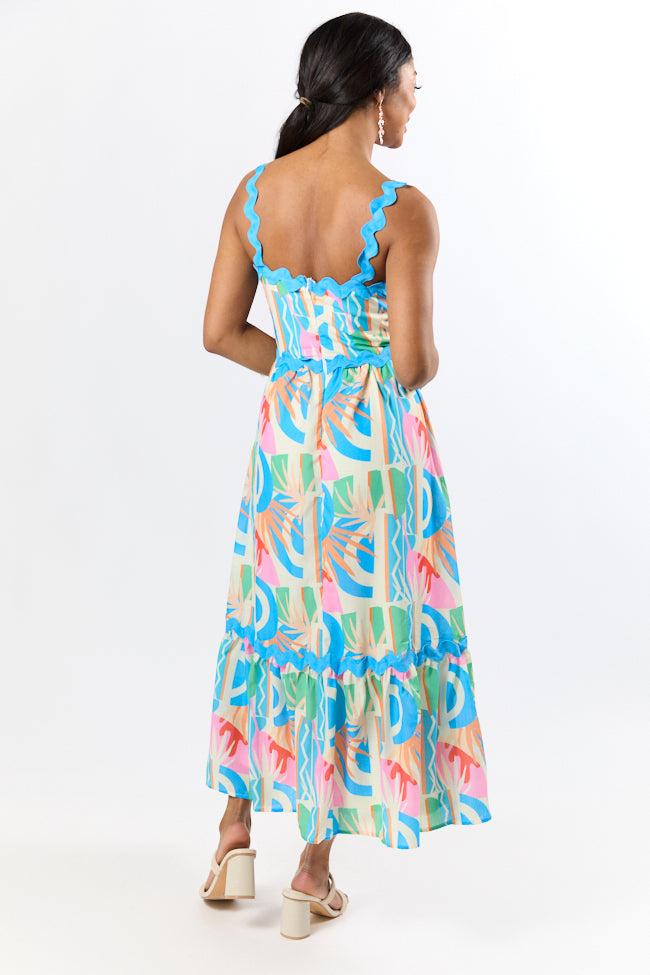 Tropical Tango Multi Rick Rack Trim Printed Midi Dress FINAL SALE Product Image