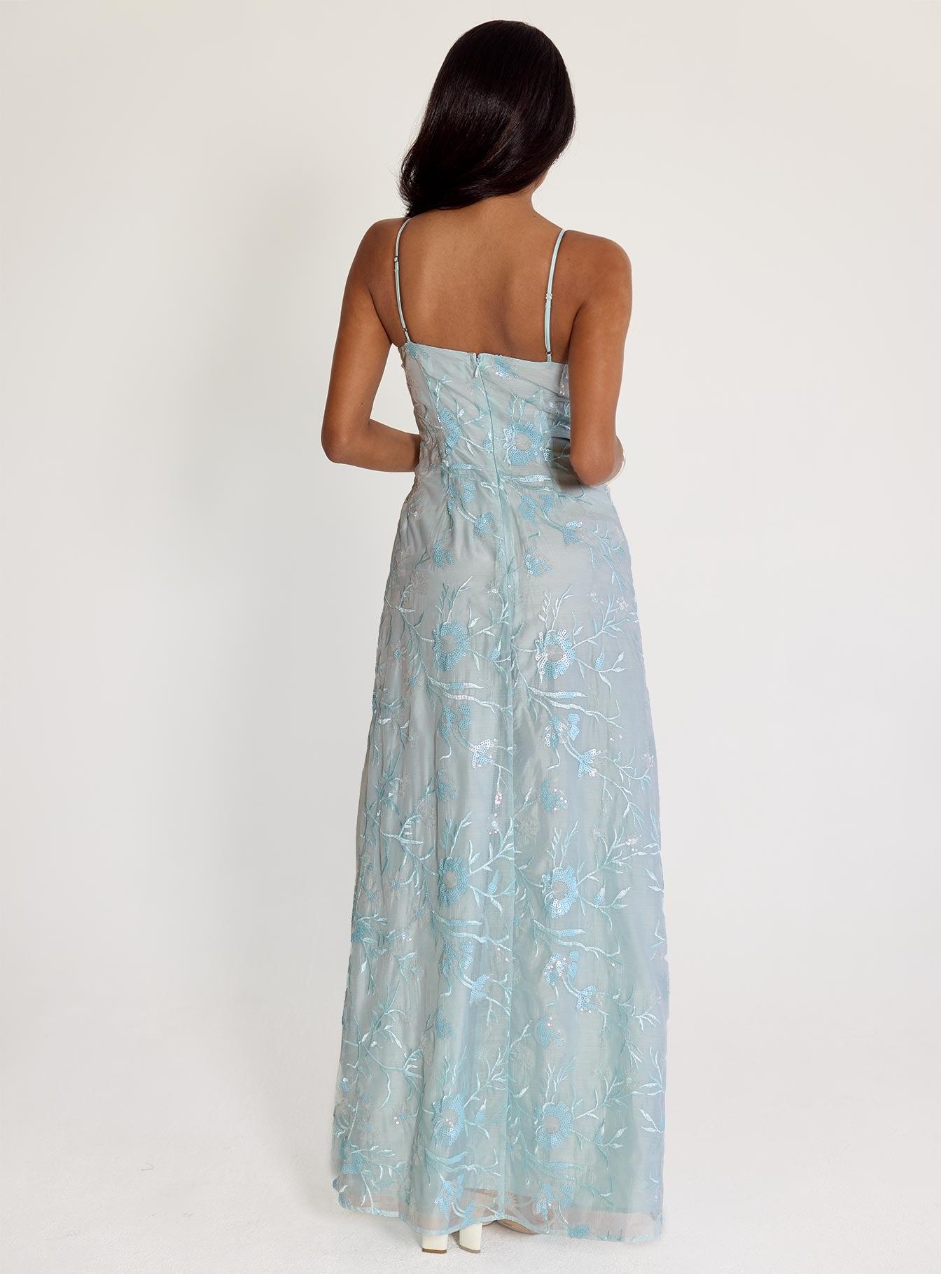 Believe In Love Embroidered Maxi Dress Blue Product Image