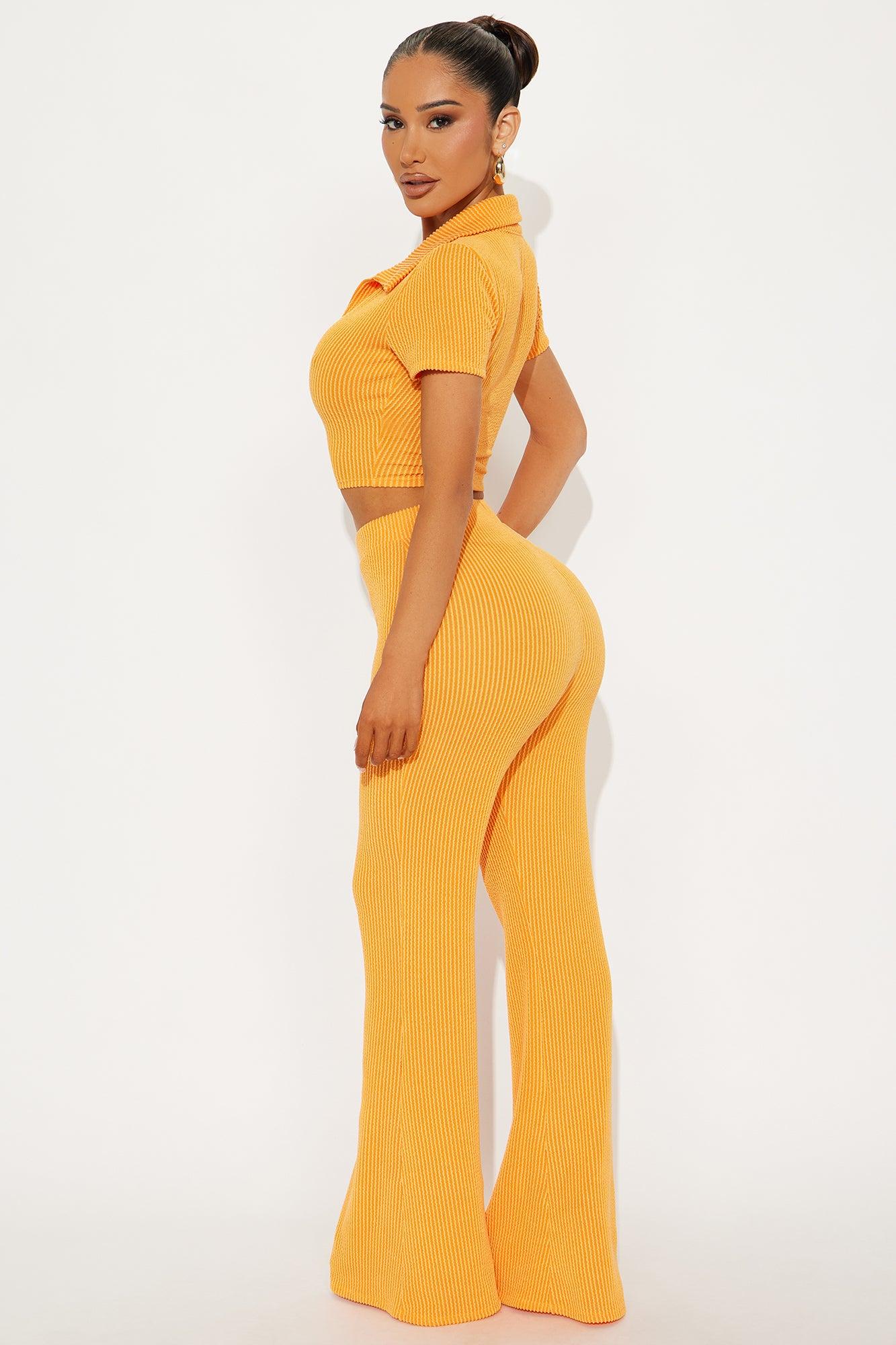 Josie Ribbed Pant Set - Orange Female Product Image