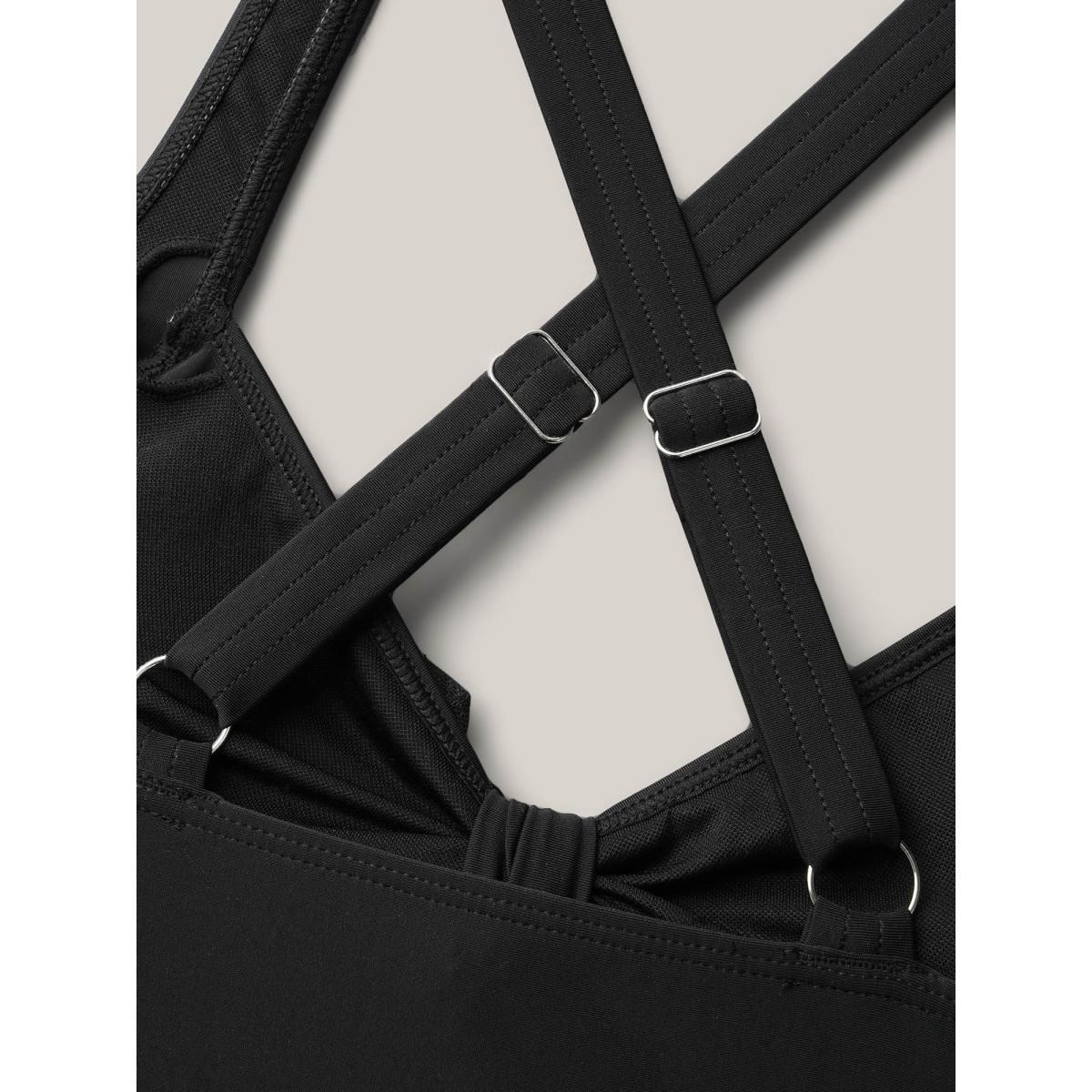 Plus Size Bust Knot-Tie Ruffle Trim Supportive Swim Top Women's Swimwear Aegean Resort Knotted High stretch Skinny Heart neckline Curve Swim Tops BloomChic 26/4X Product Image