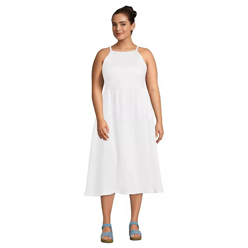 Plus Size Lands' End Halter High-Neck Midi Dress, Women's, Size: 1XL, White Product Image