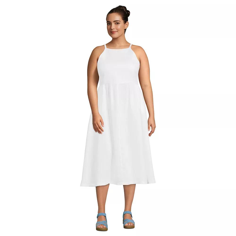 Plus Size Lands' End Halter High-Neck Midi Dress, Women's, Size: 1XL, White Product Image