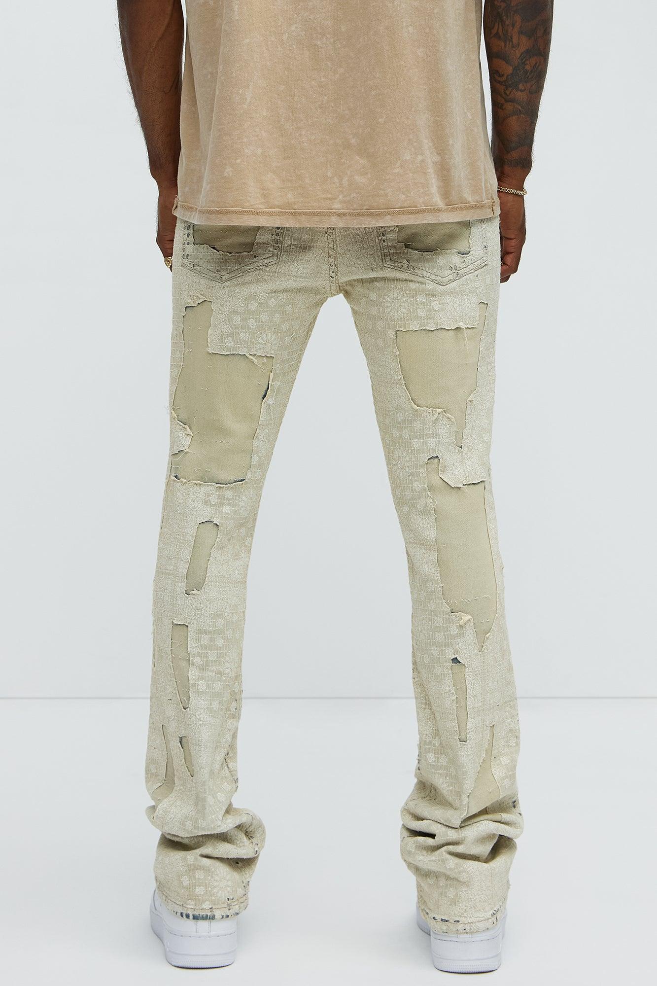 Shredded Shock Distressed Stacked Skinny Flare Jeans - Light Wash Product Image