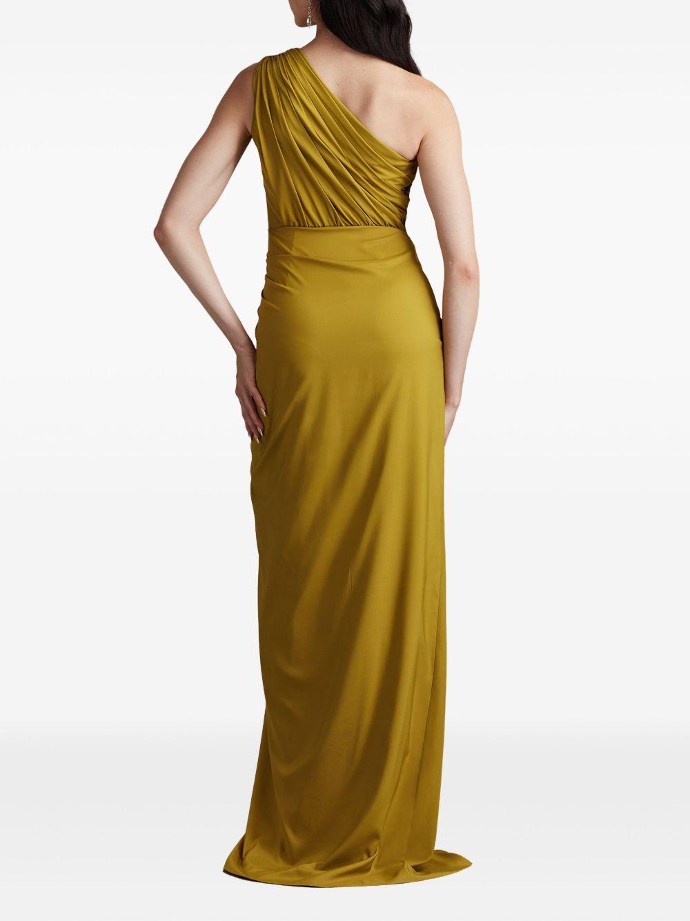 one-shoulder ruffled evening dress Product Image
