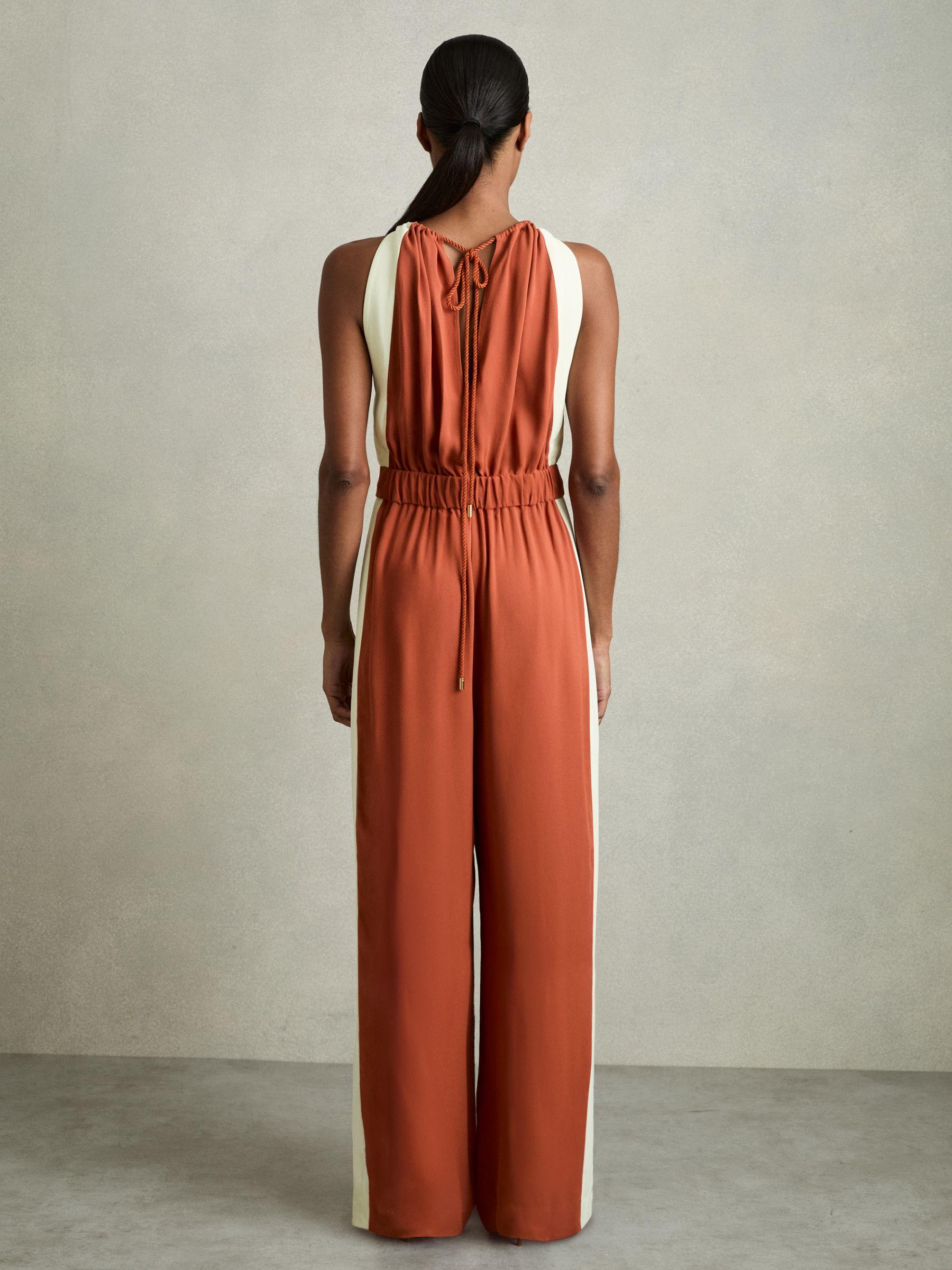 Colour-Block Rope-Cord Jumpsuit in Orange Product Image